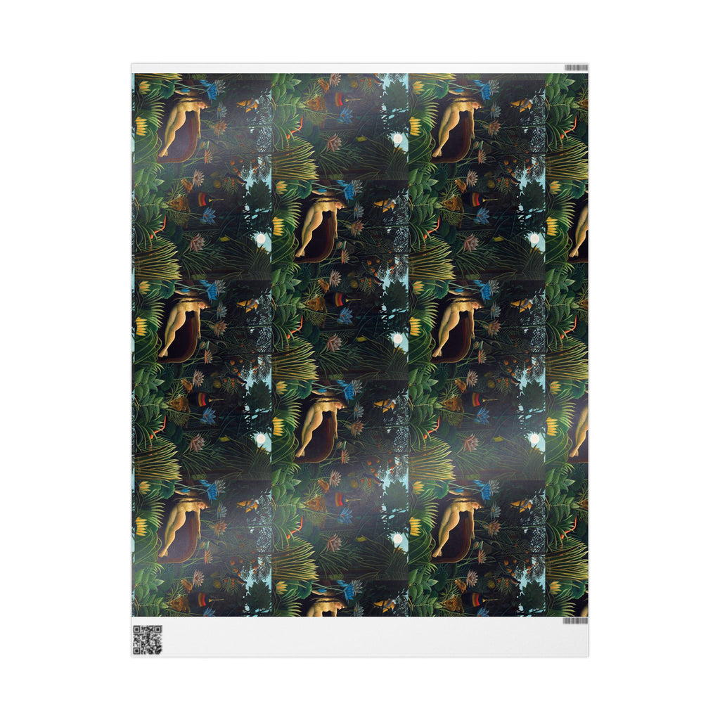Wrapping Paper, Tropical Jungle Leaves Gift Wrap, Orchid Nightfall Botanical Design