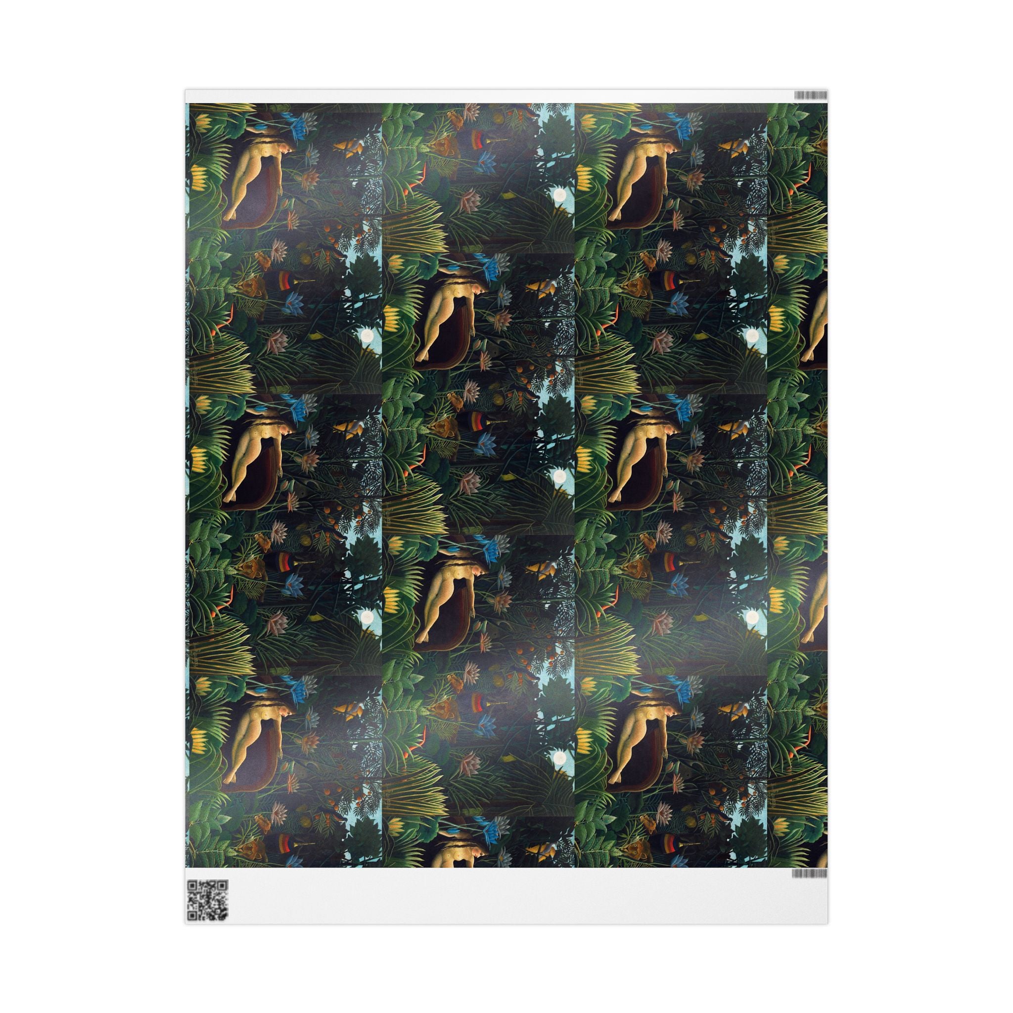 Wrapping Paper, Tropical Jungle Leaves Gift Wrap, Orchid Nightfall Botanical Design