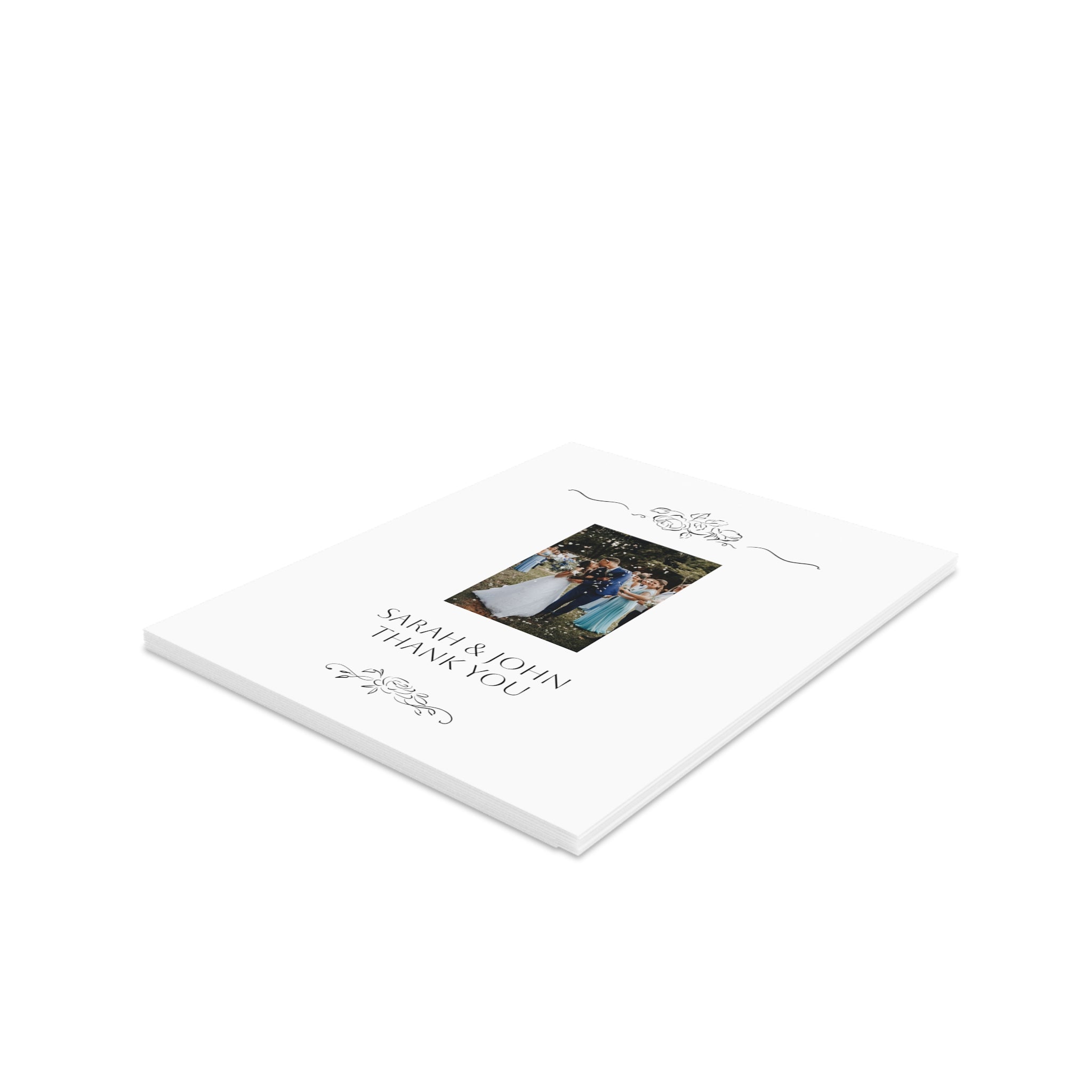 Floral Frame Photo Thank You Greeting Card (x 8 pcs and up)