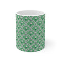 Floral Scallop Pattern Ceramic Mug — Green Lotus 11oz/15oz