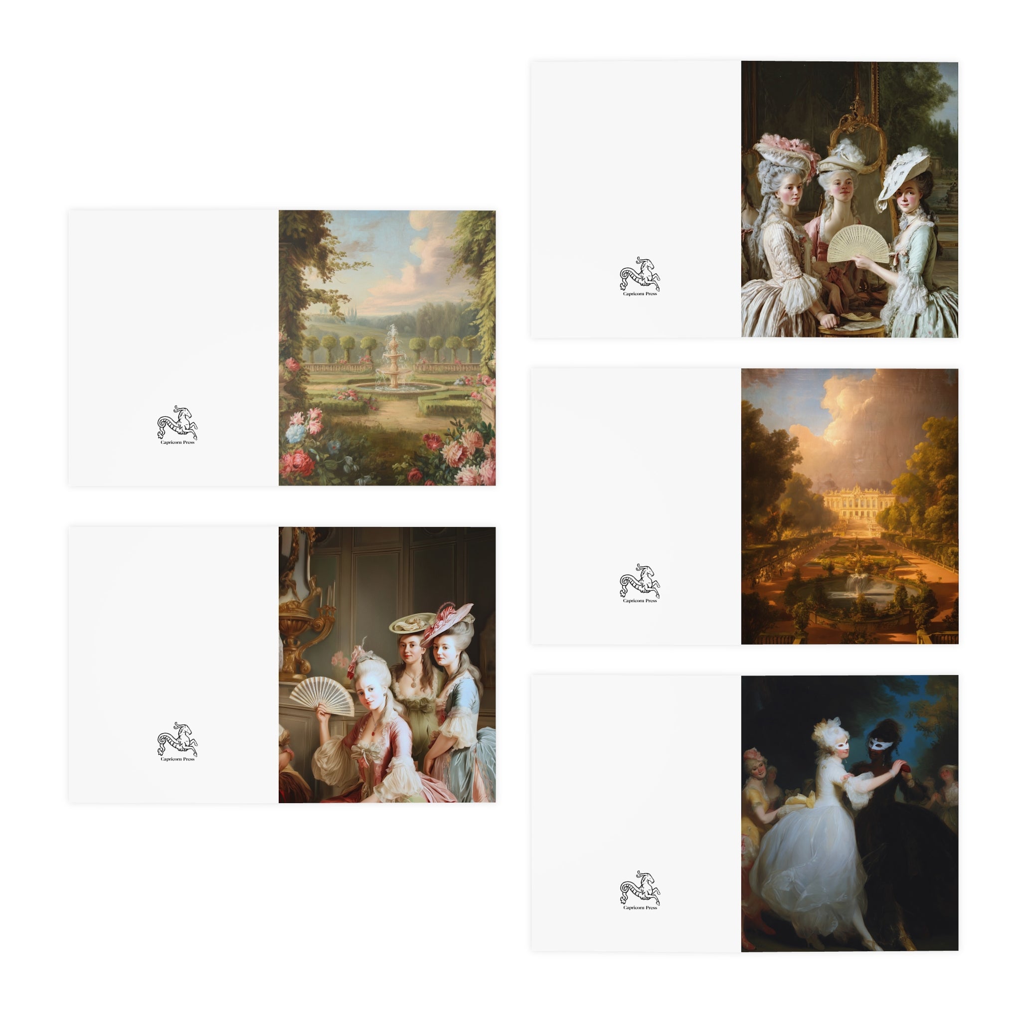 Vintage Rococo Art Greeting Cards (Set of 5)