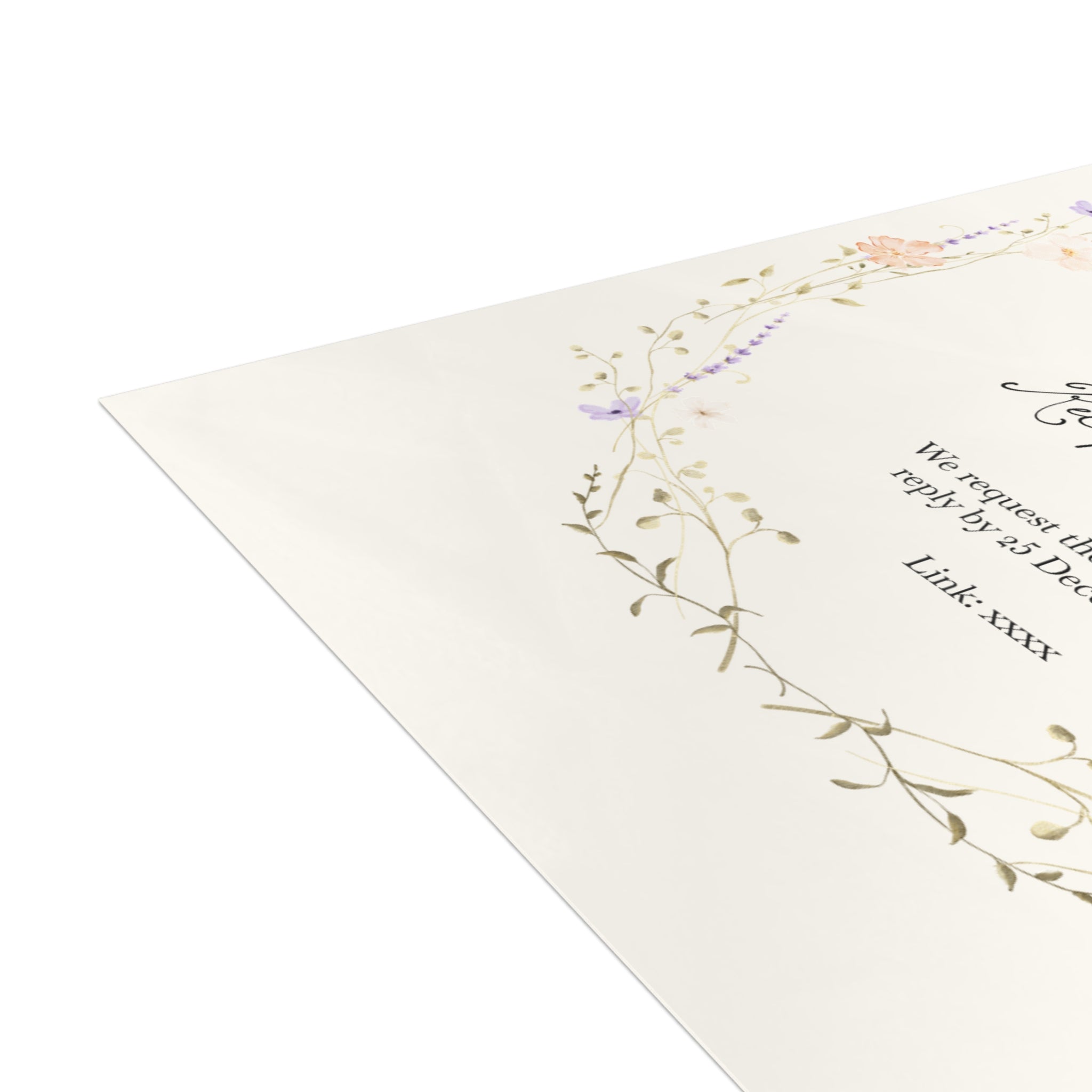 Customizable Romantic Botanical Wedding Invitation Pack (10, 30, or 50 Count) - Envelopes included