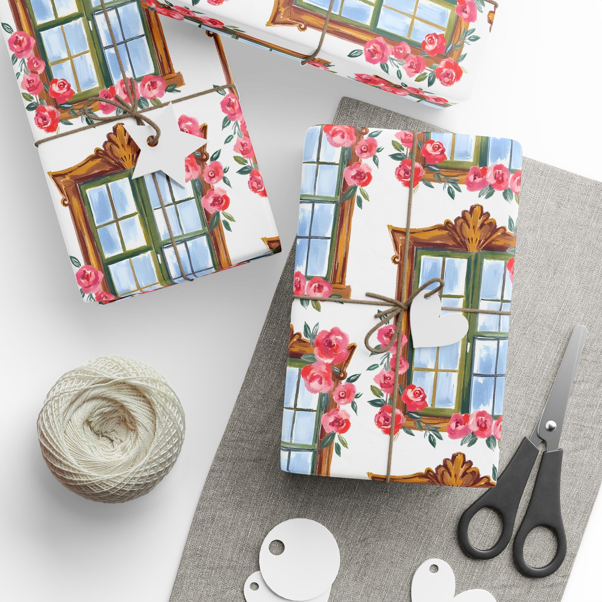 Floral Window Wrapping Paper – Vintage Rose Garland Gift Wrap