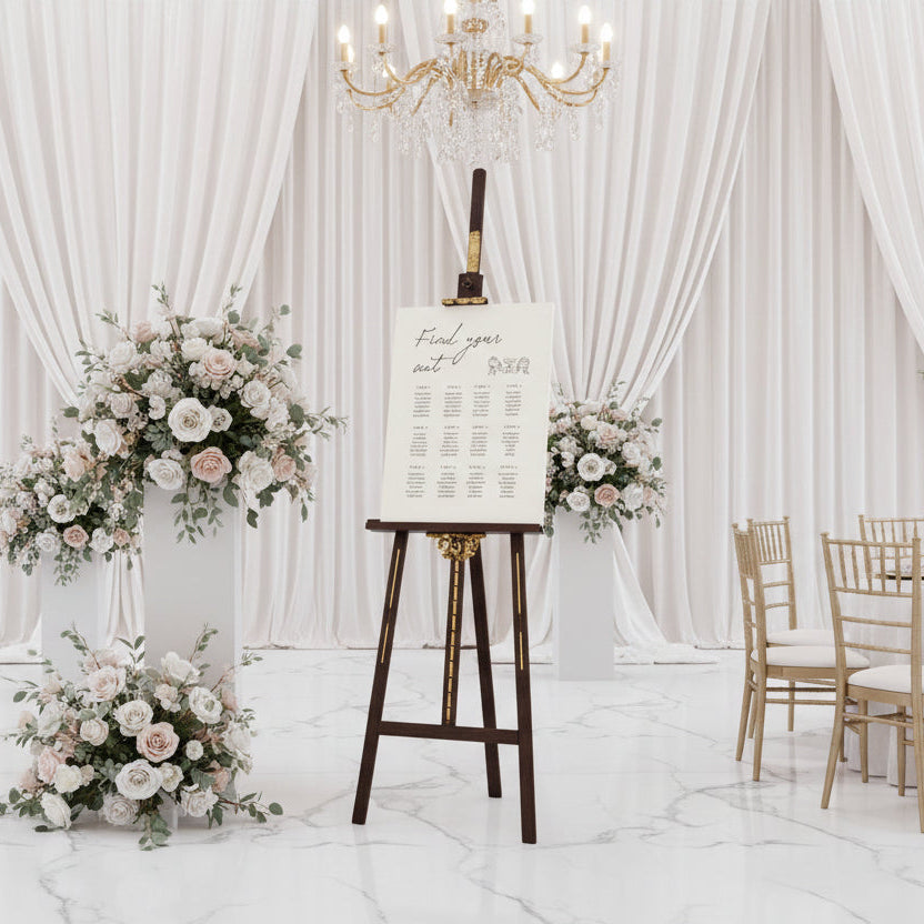Personalized Wedding Seating Chart Canvas | Custom Guest Table Plan | Framed New Zealand Pine | Elegant Minimalist Reception Decor