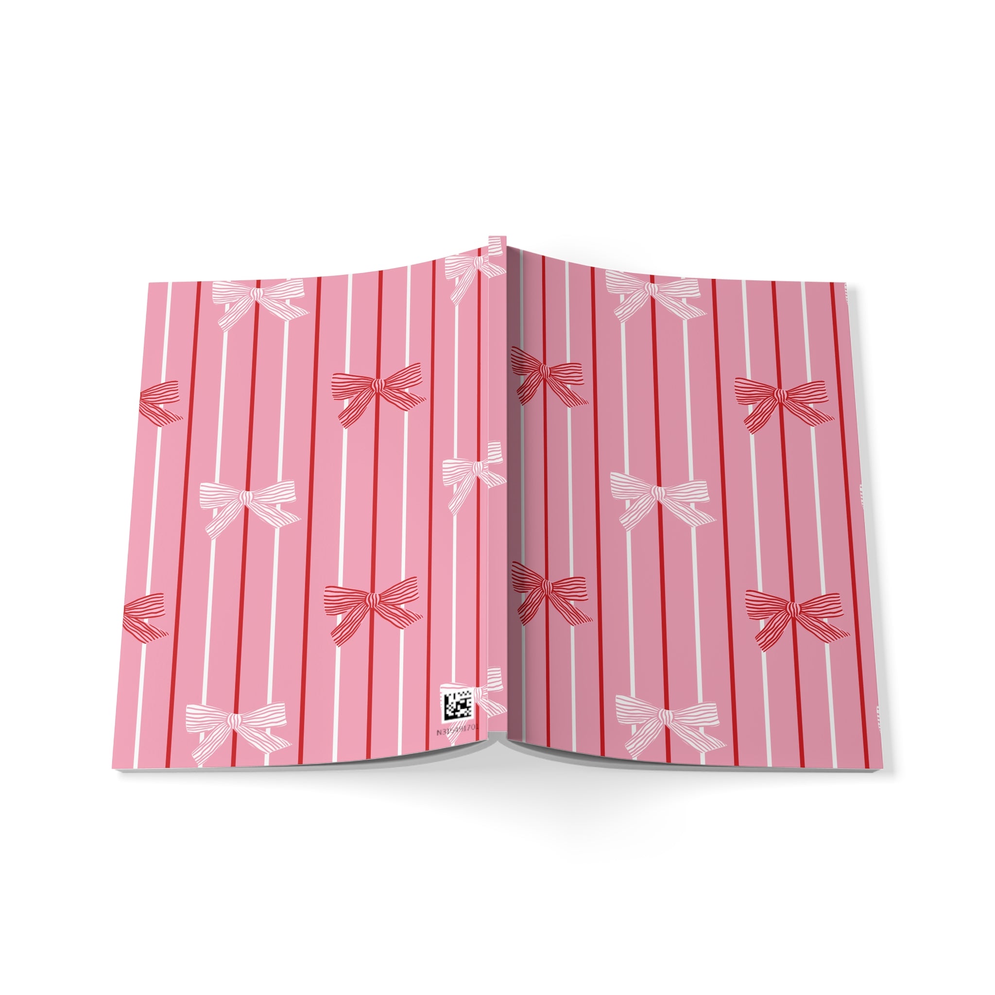 Bow Stripe Notebook A5 | Pink Softcover Journal