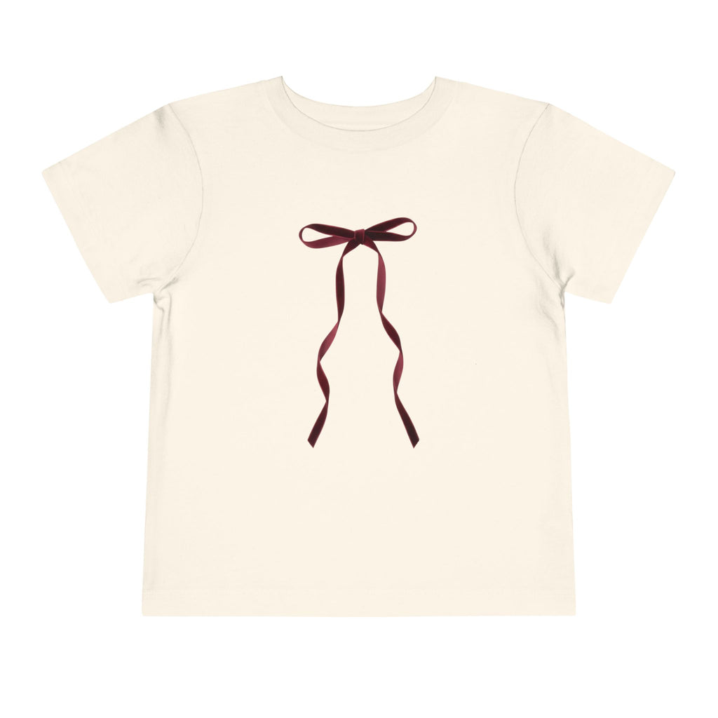 Toddler T-Shirt, Burgundy Ribbon Bow Graphic Tee, Cute Kids Shirt