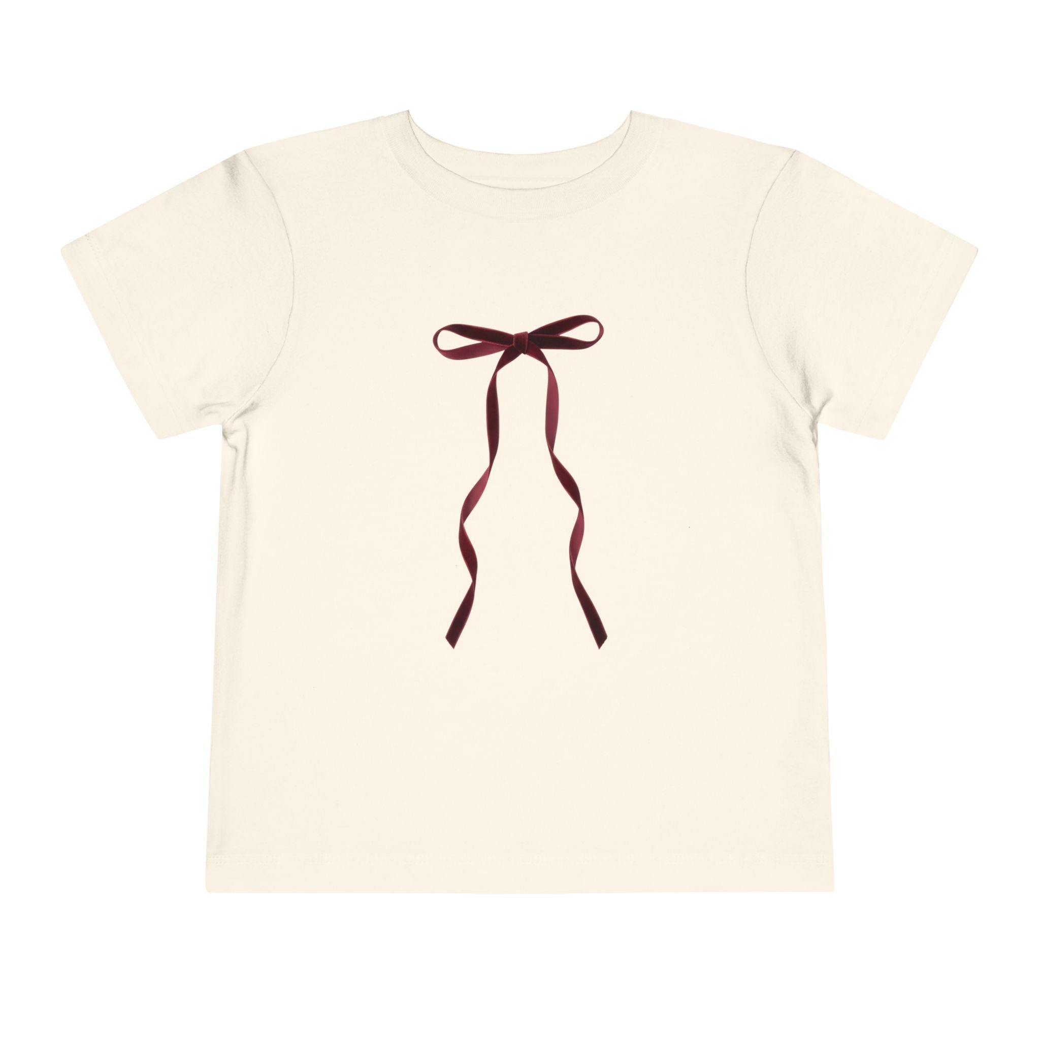 Toddler T-Shirt, Burgundy Ribbon Bow Graphic Tee, Cute Kids Shirt
