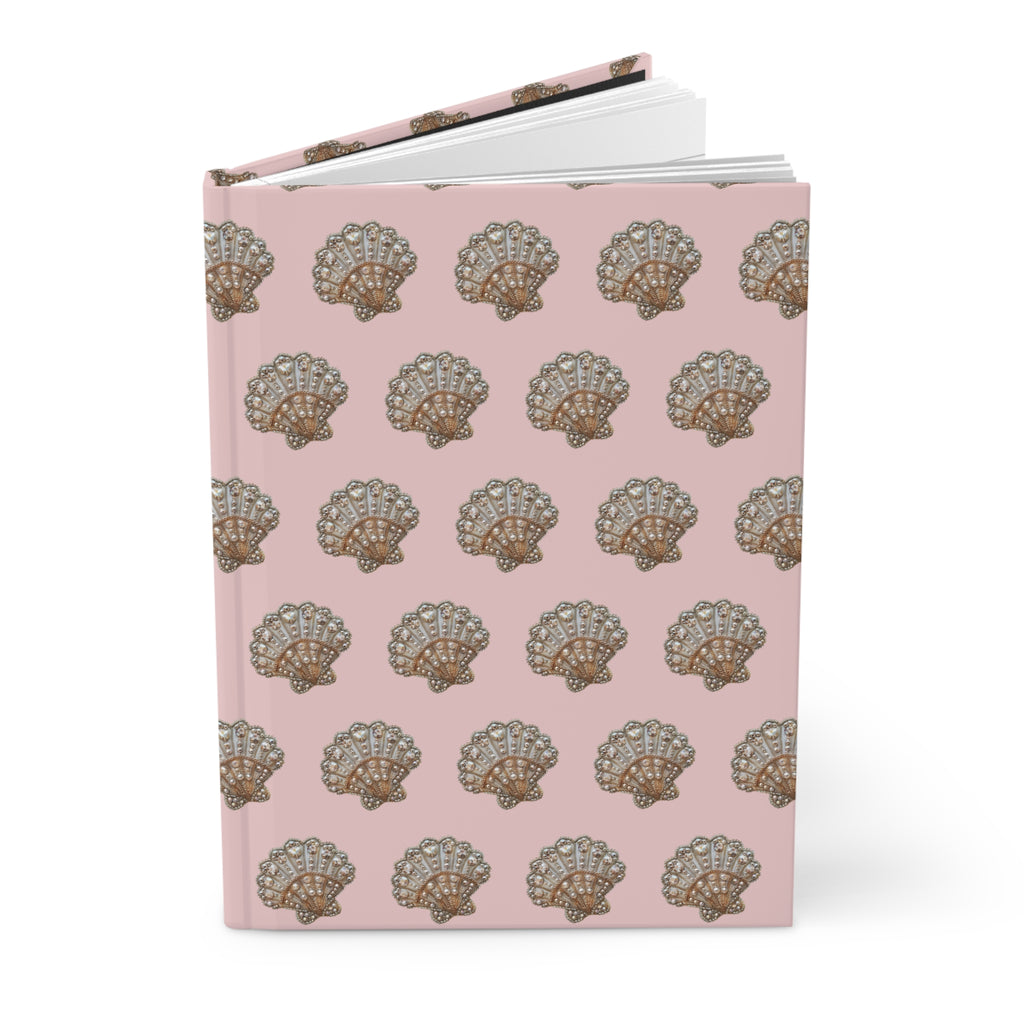 Pink Seashell Pattern Hardcover Journal Notebook
