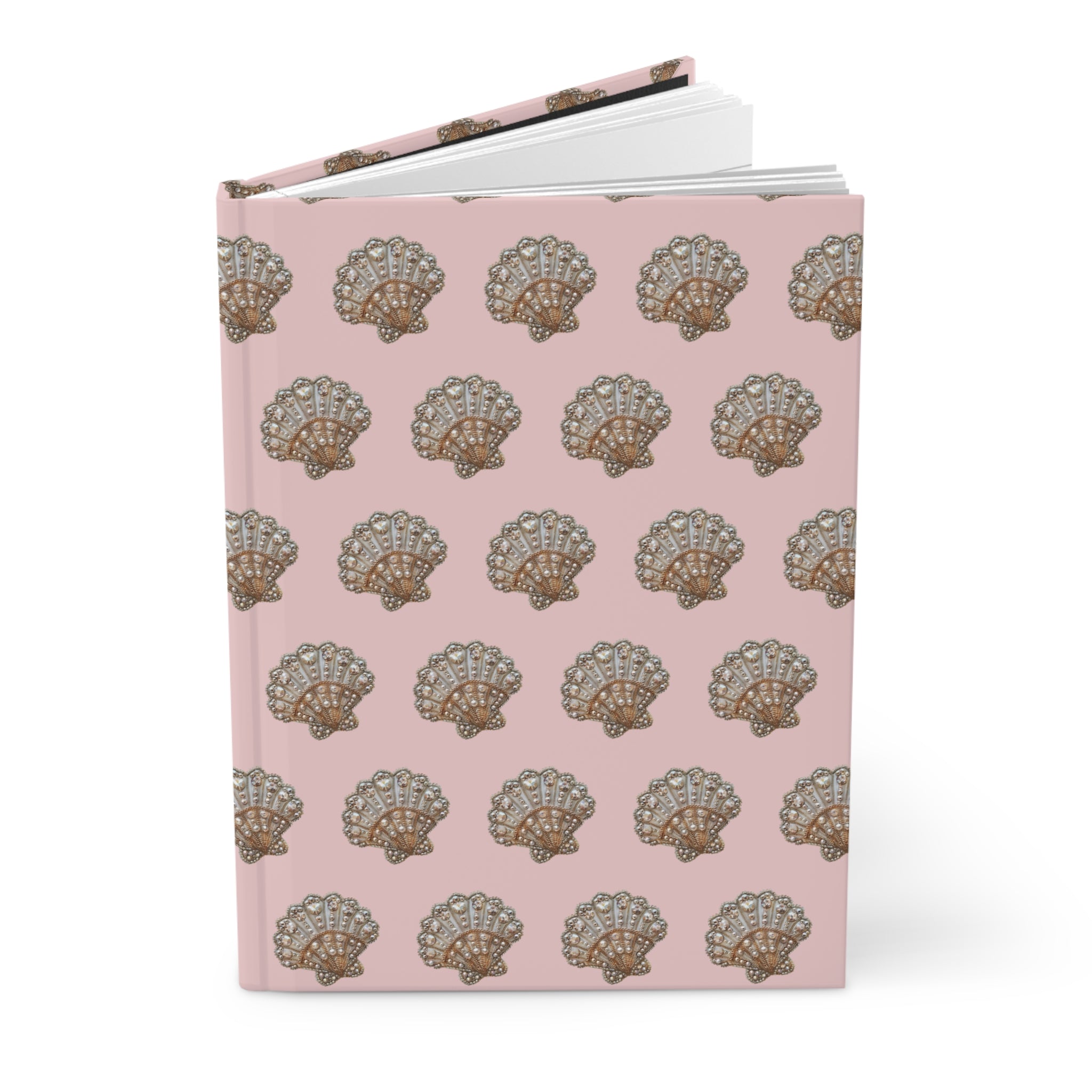Pink Seashell Pattern Hardcover Journal Notebook