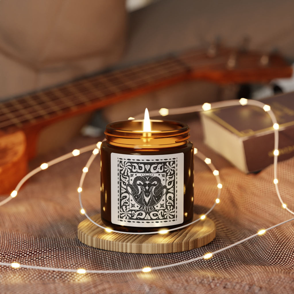 Aries Zodiac Scented Soy Candle — Amber Jar