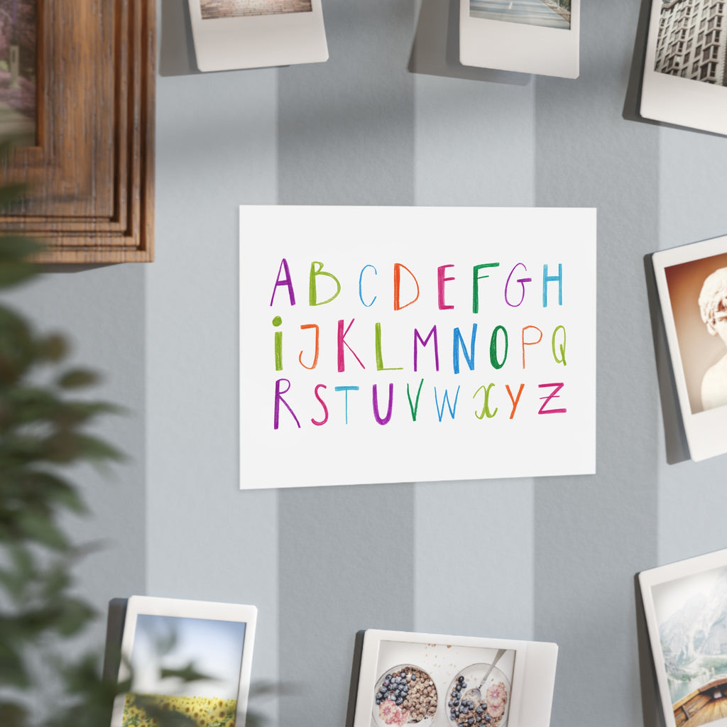 Colorful Watercolor Alphabet Print — Kids Nursery Wall Art (Unframed)