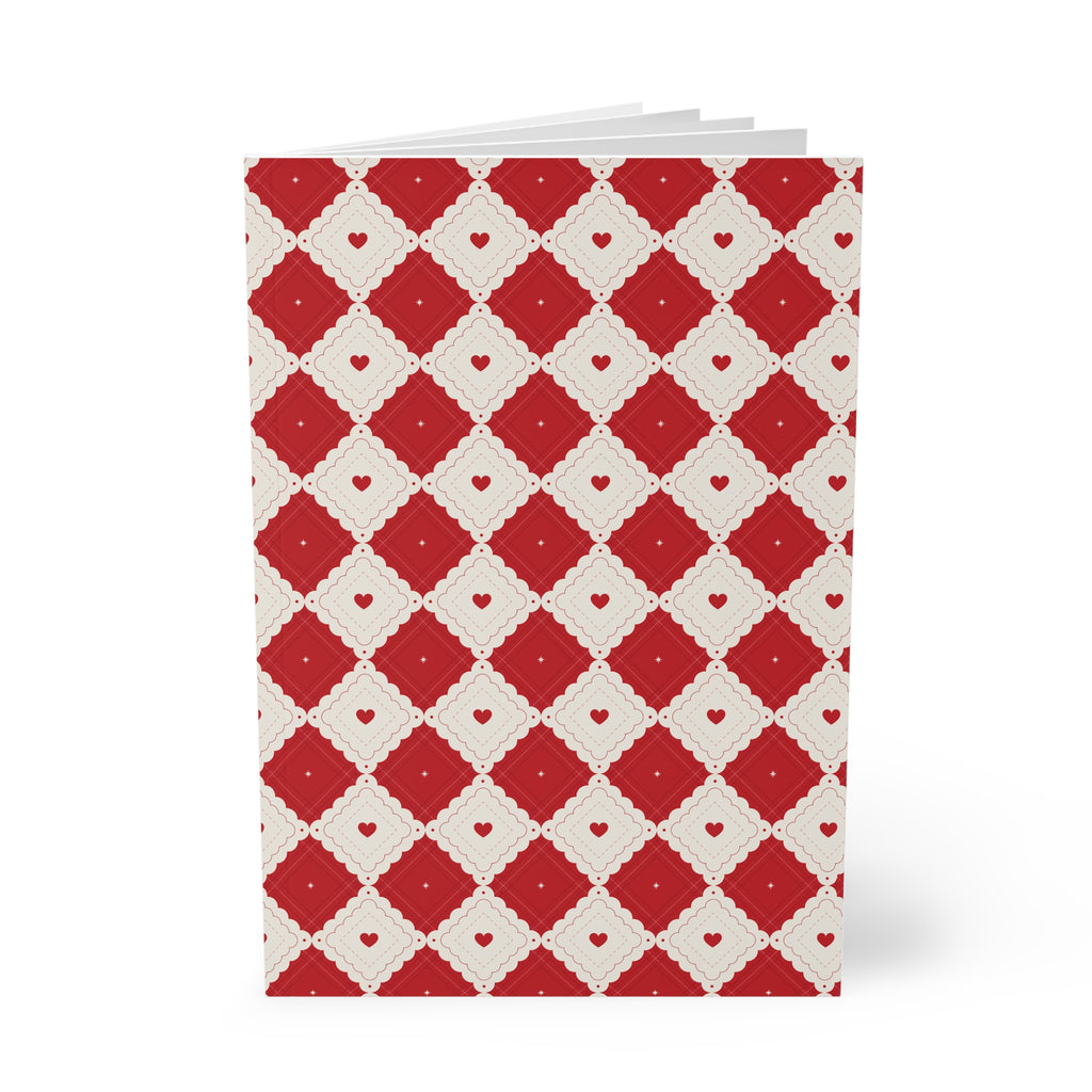 Heart Pattern Notebook A5 | Red Diamond Journal