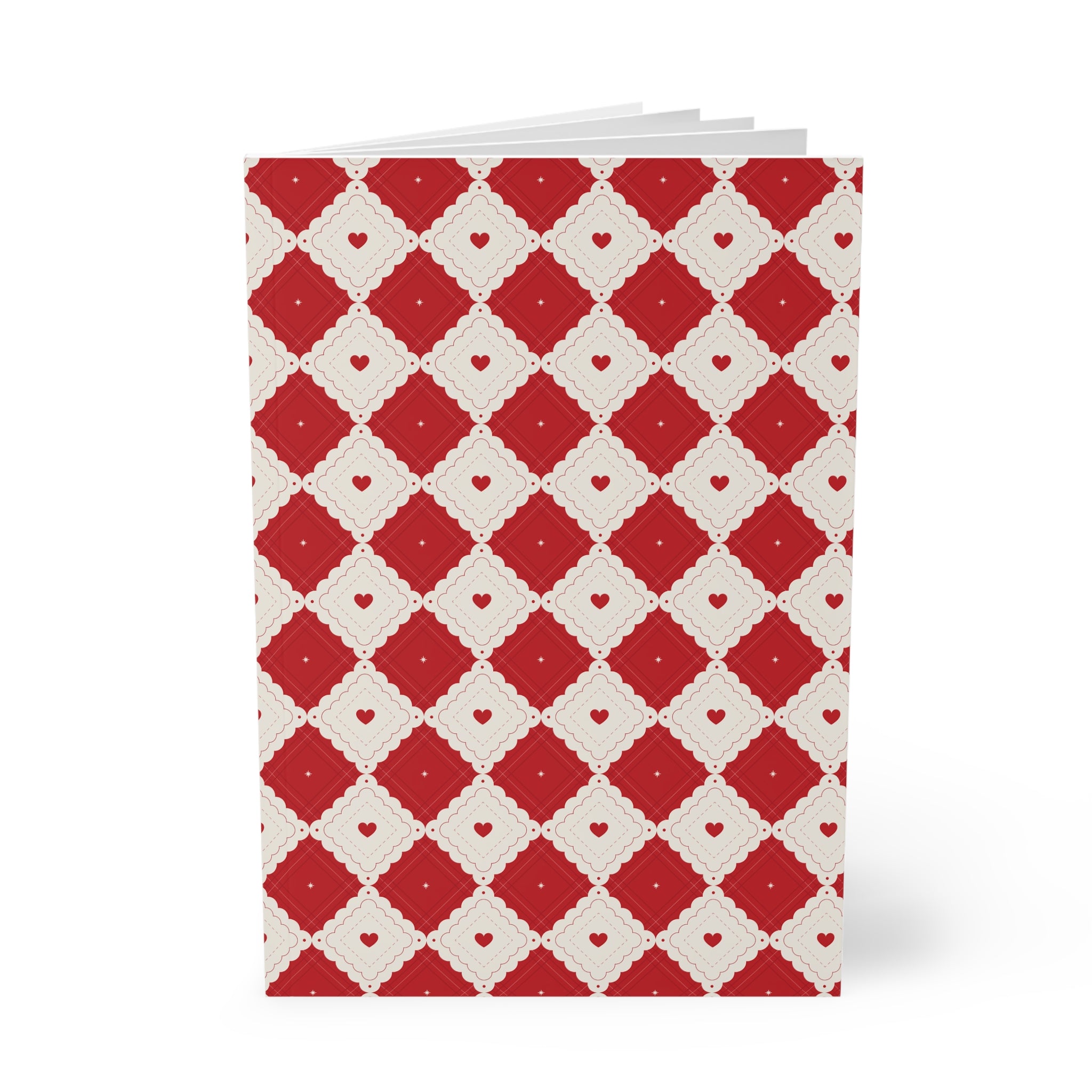 Heart Pattern Notebook A5 | Red Diamond Journal