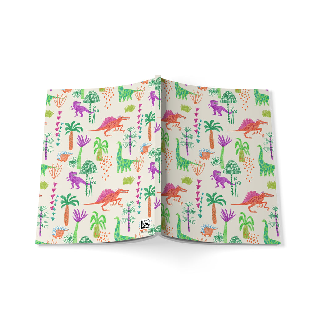 Dinosaur Pattern A5 Softcover Notebook — Colorful Dino Jungle Journal