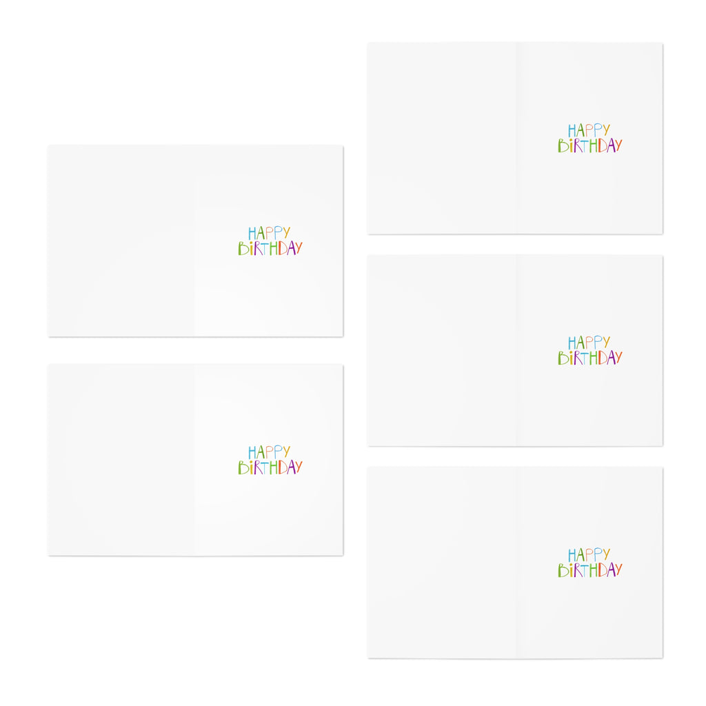 Whimsical Birthday Cards 5-Pack — Colorful Dino & Party Illustrations
