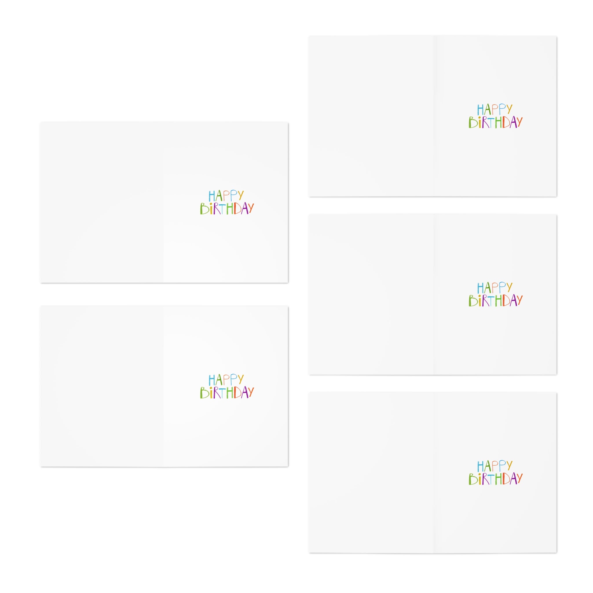 Whimsical Birthday Cards 5-Pack — Colorful Dino & Party Illustrations