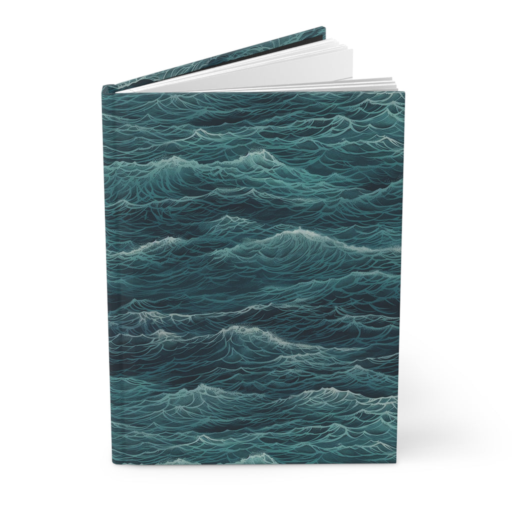 Ocean Waves Hardcover Journal — Teal Sea Notebook for Travel, Reflection & Sketching