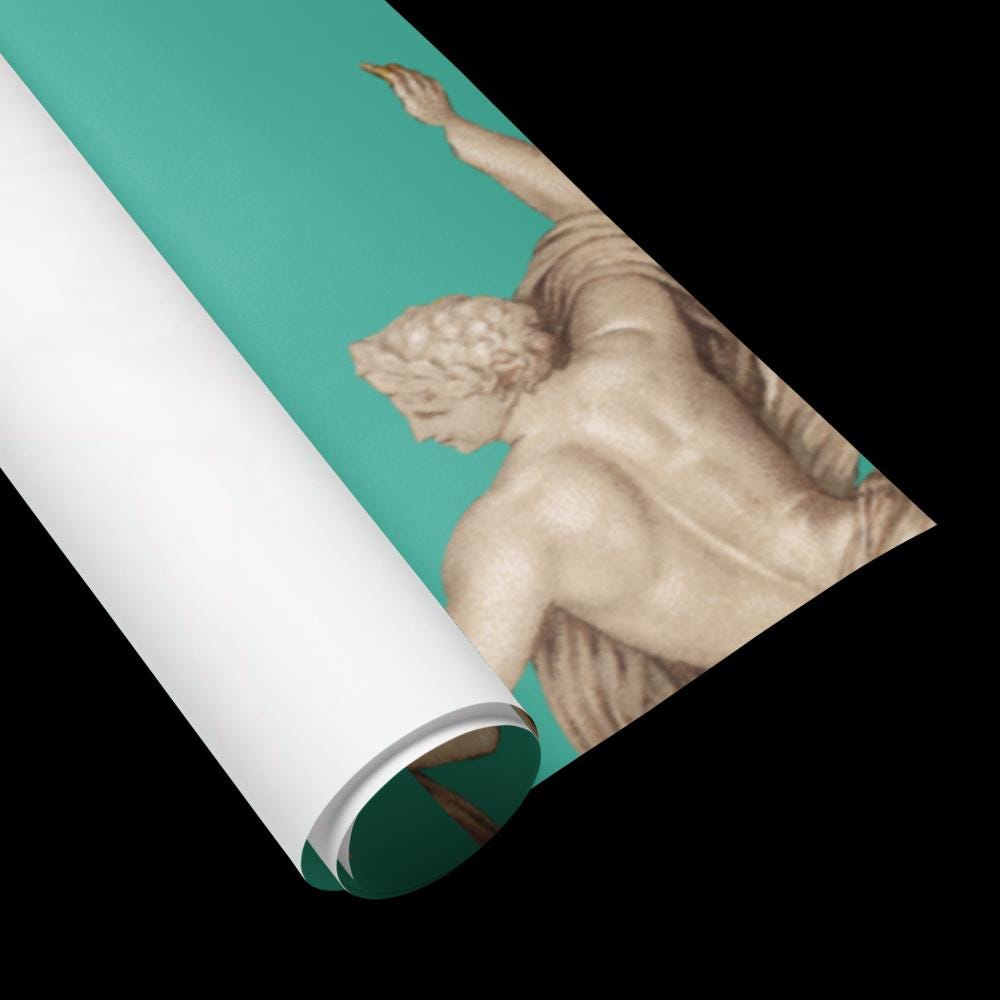 Teal Classical Statue Wrapping Paper Set – Matte Art Gift Wrap
