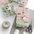 Wrapping Paper, Lyon City Map Gift Wrap, Vintage French Cartography Design