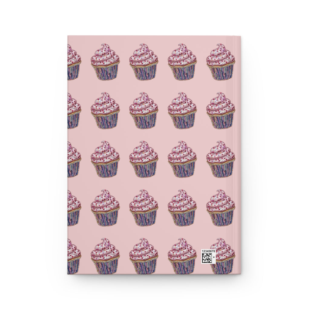 Cupcake Pattern Hardcover Journal — Pink Pastry Notebook for Baking Lovers & Gift Giving