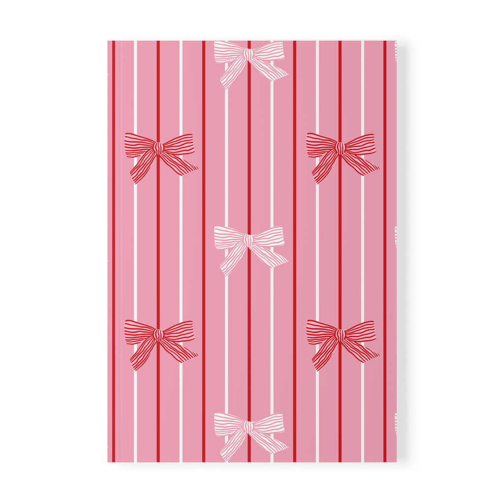 Bow Stripe Notebook A5 | Pink Softcover Journal