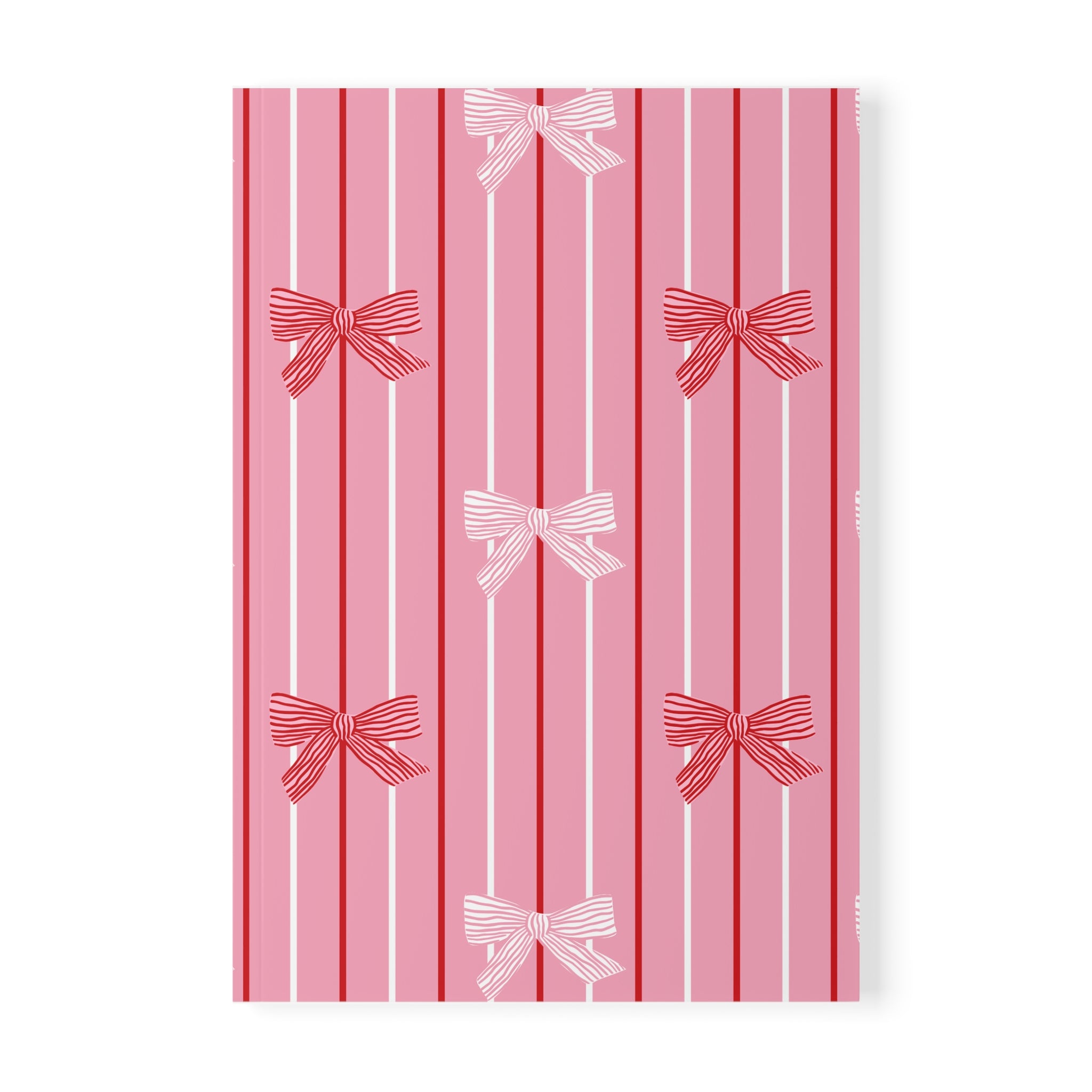 Bow Stripe Notebook A5 | Pink Softcover Journal