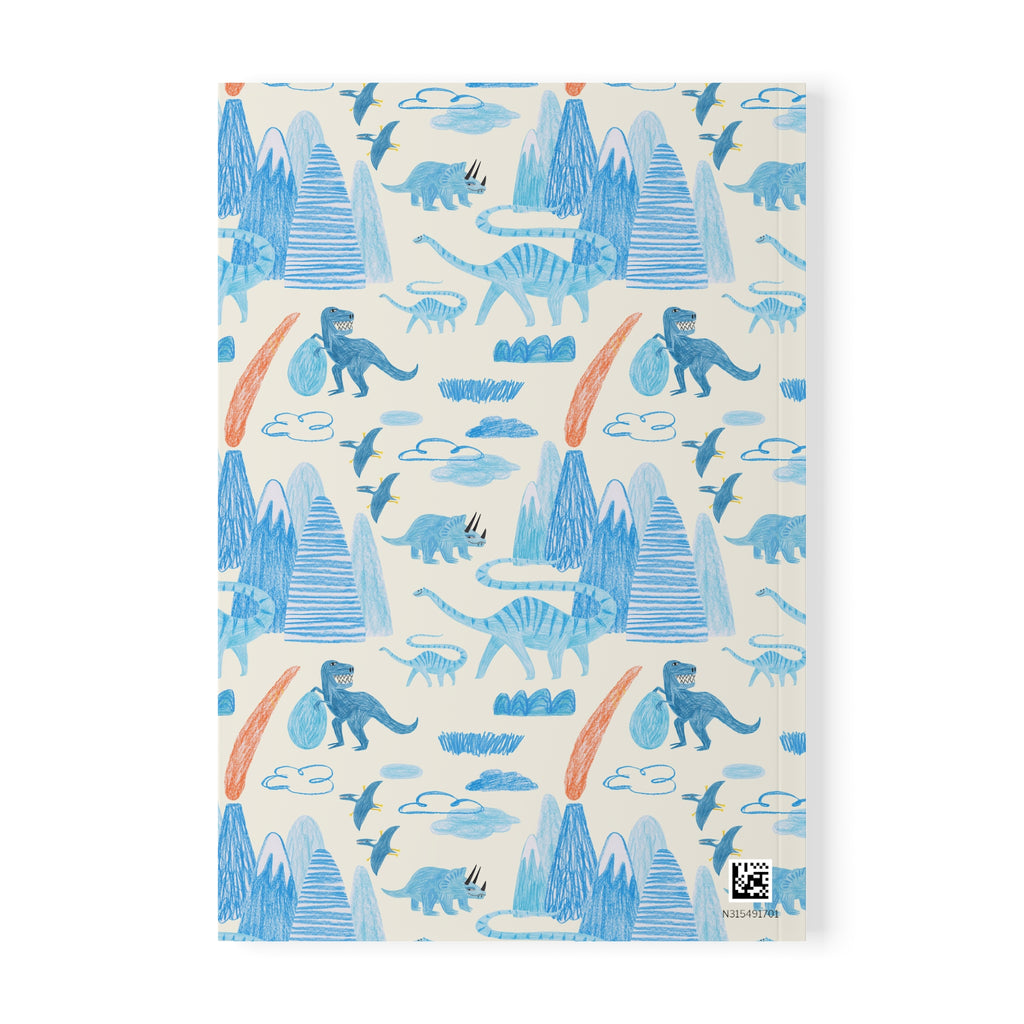 Dinosaur Notebook A5 | Blue Jurassic Pattern Journal