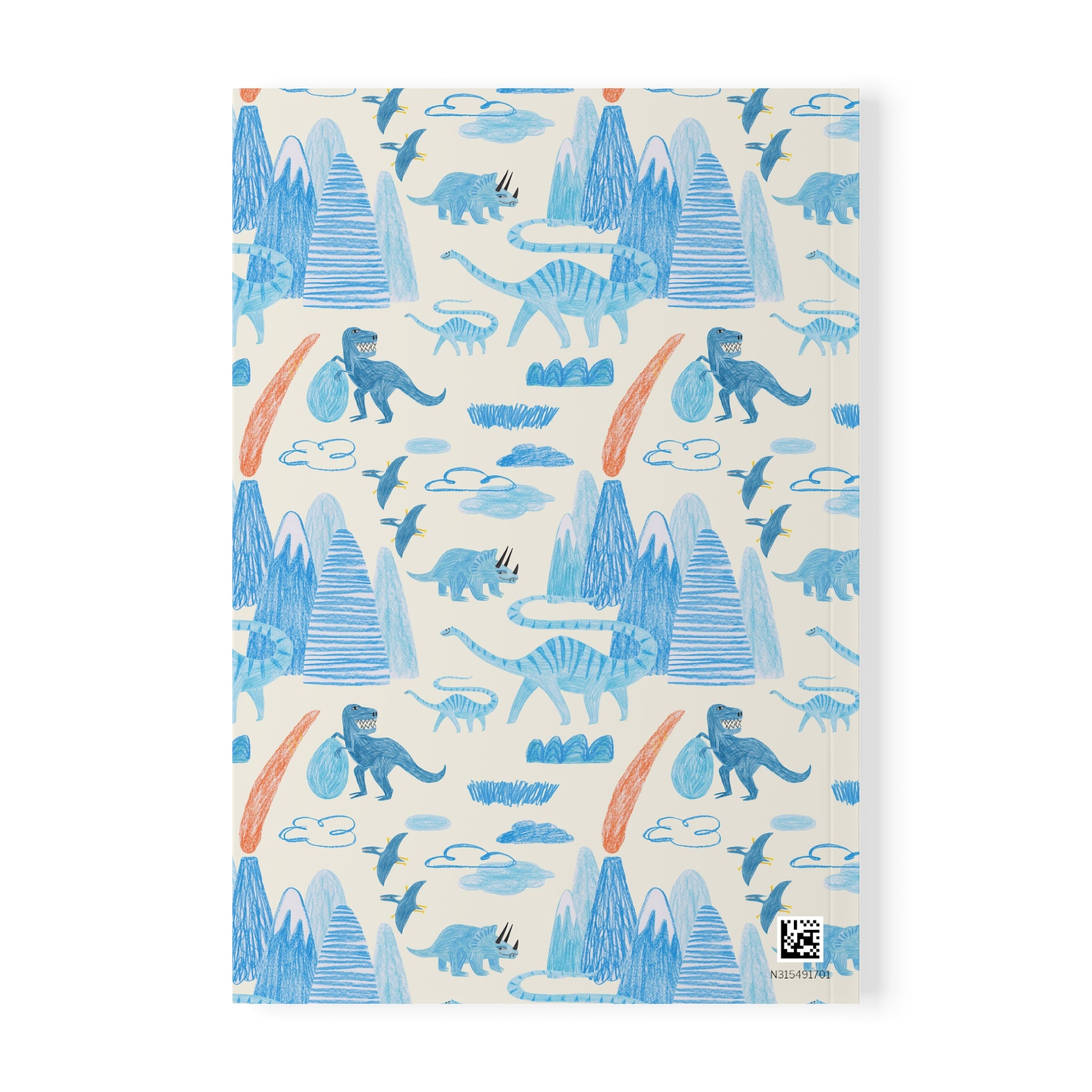 Dinosaur Notebook A5 | Blue Jurassic Pattern Journal
