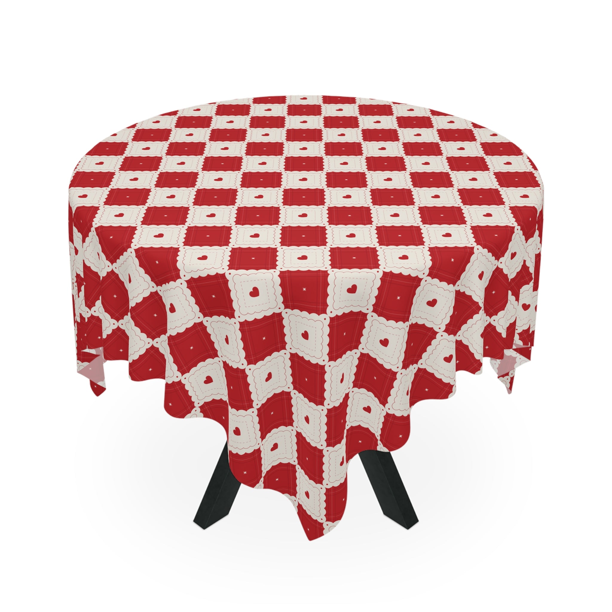 Red Diamond Check Tablecloth — Retro Picnic Plaid Table Cover