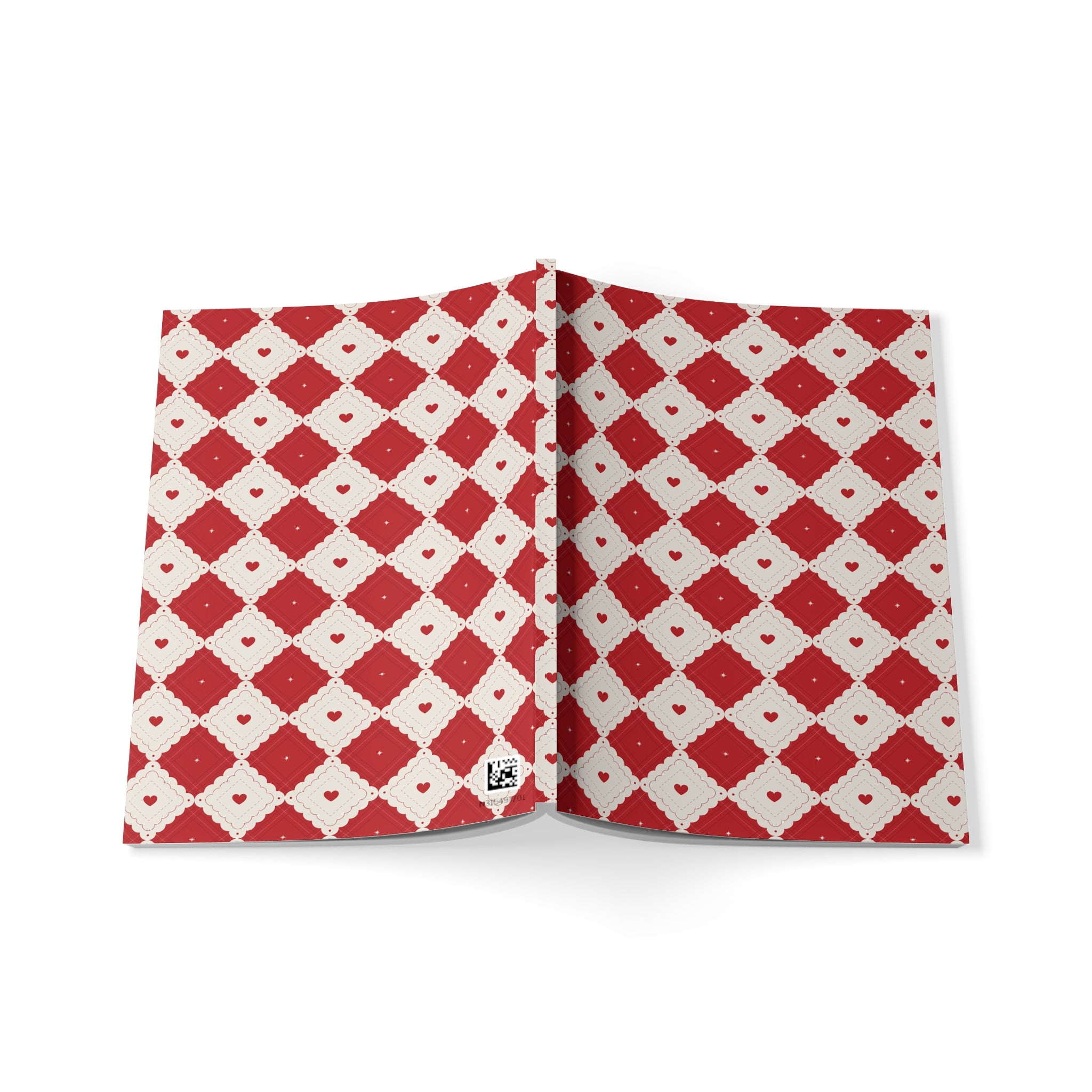 Heart Pattern Notebook A5 | Red Diamond Journal