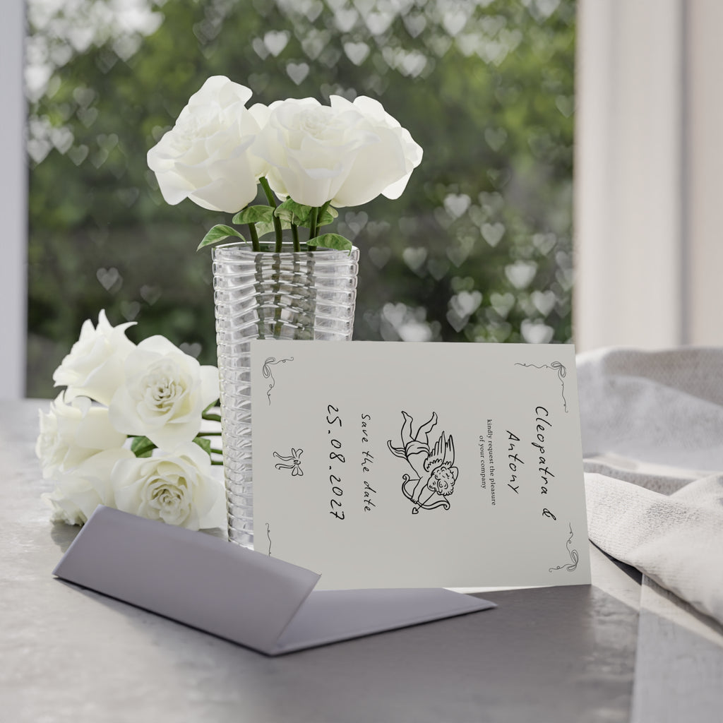 Custom Save the Date Card — Vintage Cherub Wedding Announcement (x 25 and up)