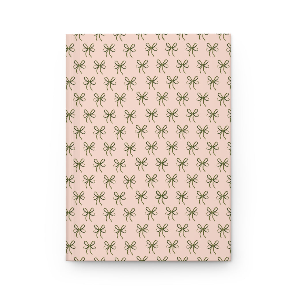 Bow Pattern Hardcover Journal — Pink & Olive Minimal Notebook for Gifts, Planning, and Everyday Notes
