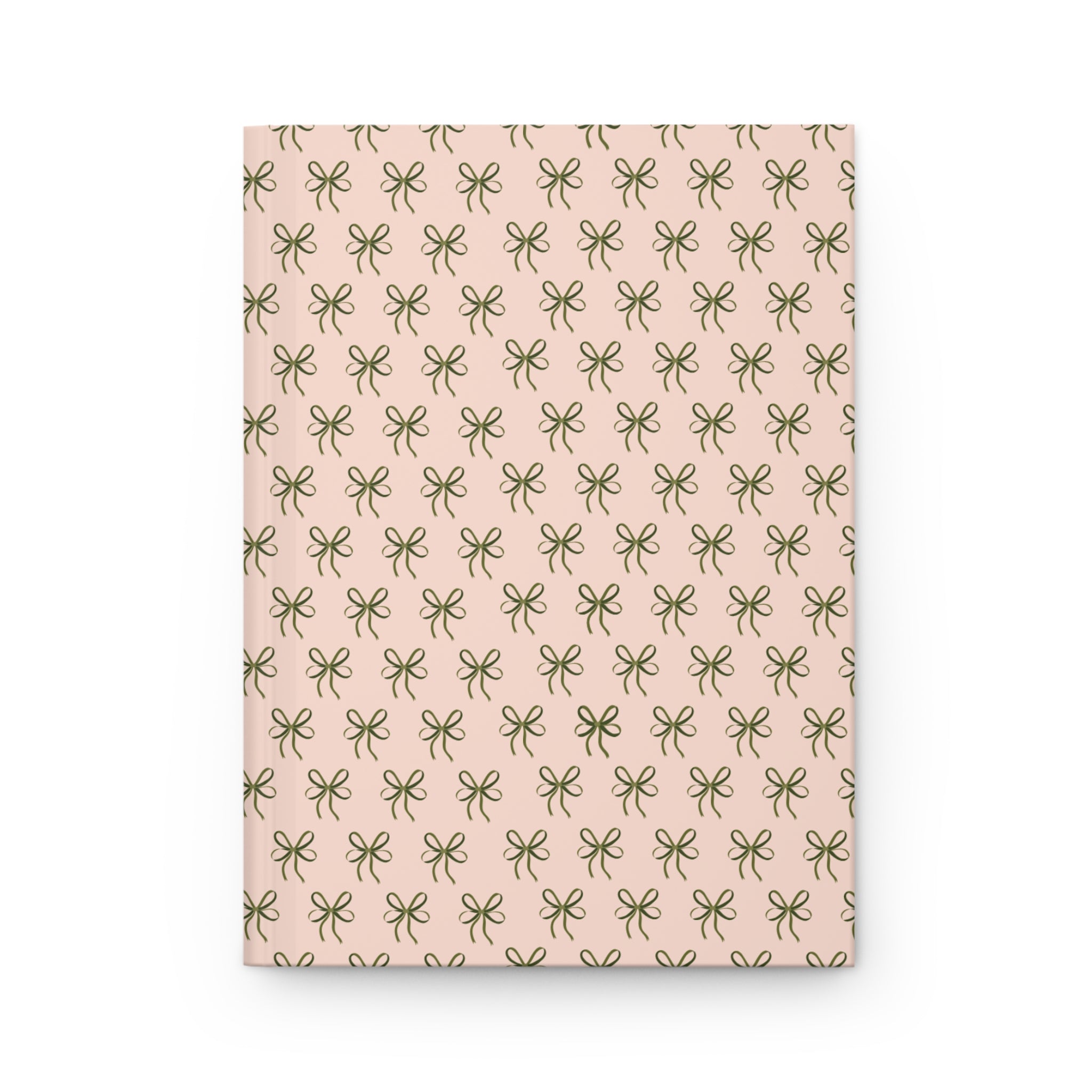 Bow Pattern Hardcover Journal — Pink & Olive Minimal Notebook for Gifts, Planning, and Everyday Notes