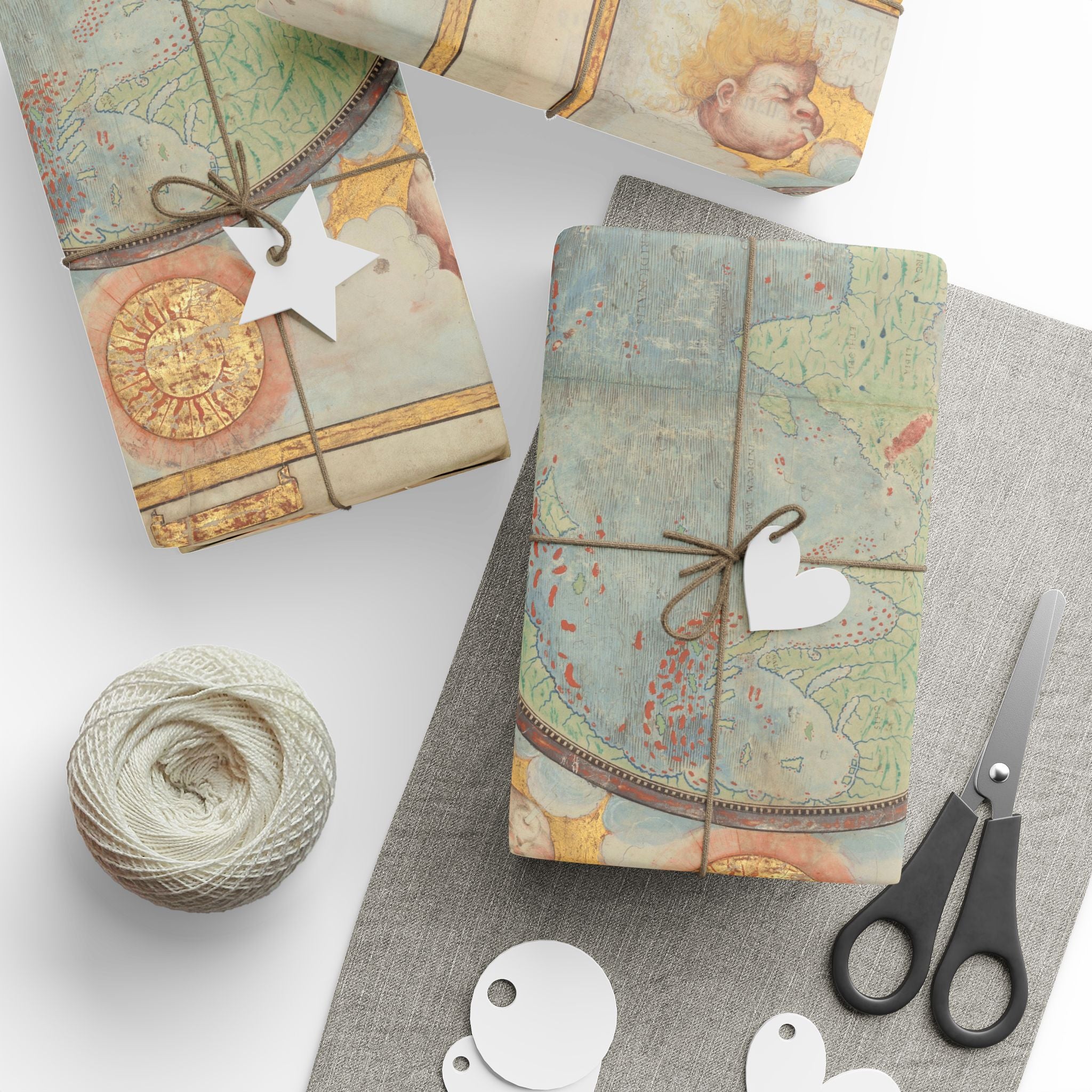 Wrapping Paper, Vintage World Map Gift Wrap, Antique Globe Travel Design