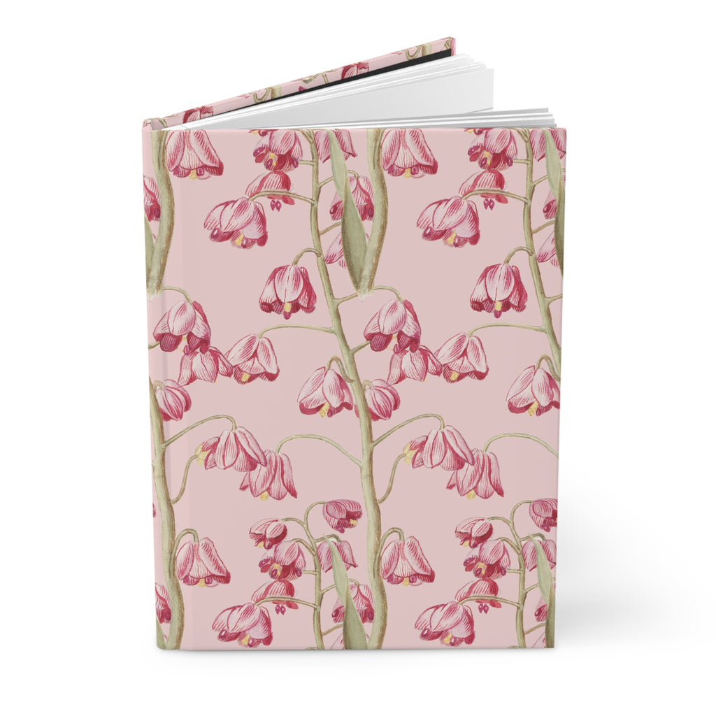 Pink Floral Hardcover Journal — Vintage Bellflower Notebook for Notes & Gifts