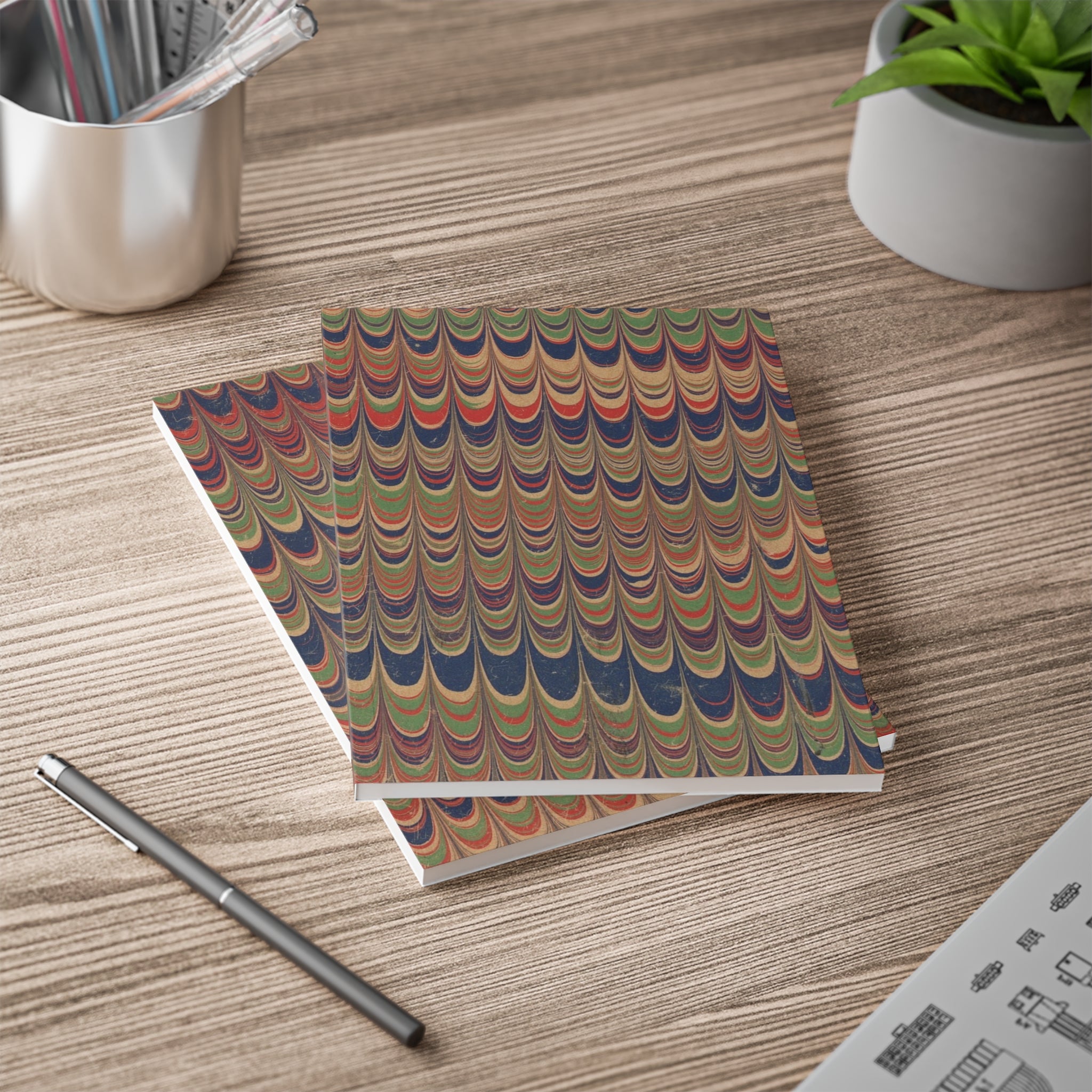 Marbled A5 Notebook | Vintage Rainbow Pattern Journal