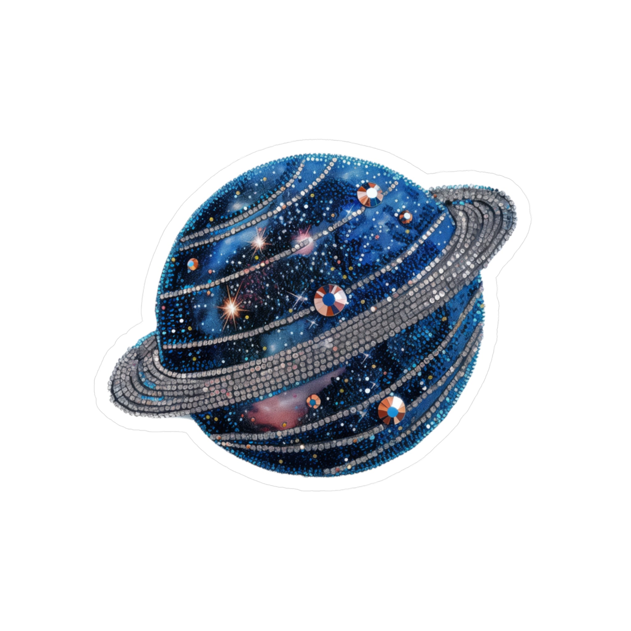 Galaxy Planet Vinyl Sticker — Sparkling Space Kiss-Cut Decal