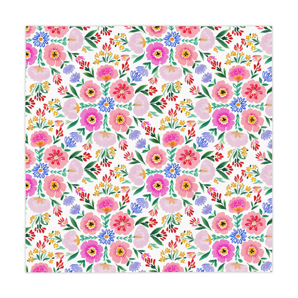 Floral Picnic Tablecloth — Pink Watercolor Flower Pattern for Spring & Summer