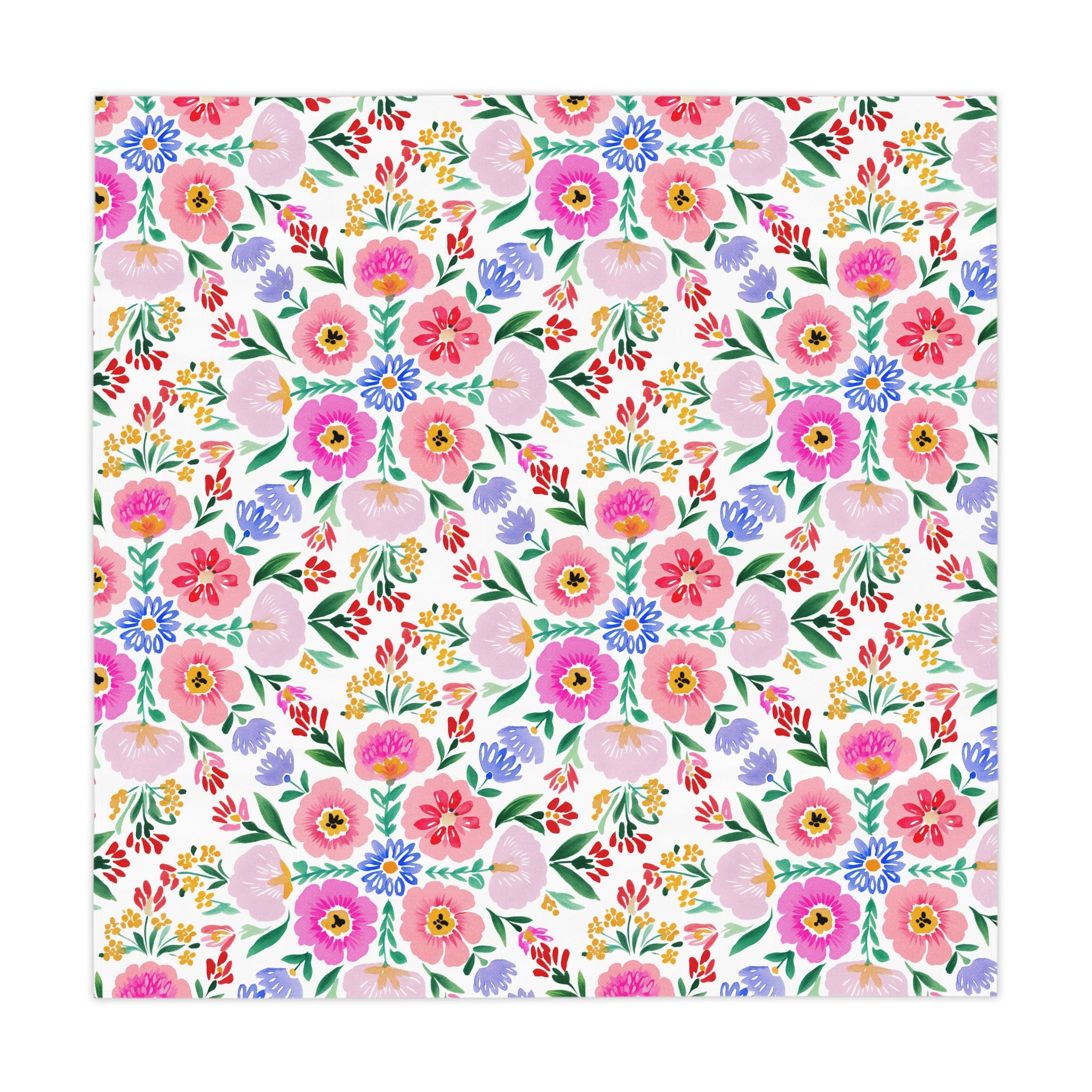 Floral Picnic Tablecloth — Pink Watercolor Flower Pattern for Spring & Summer