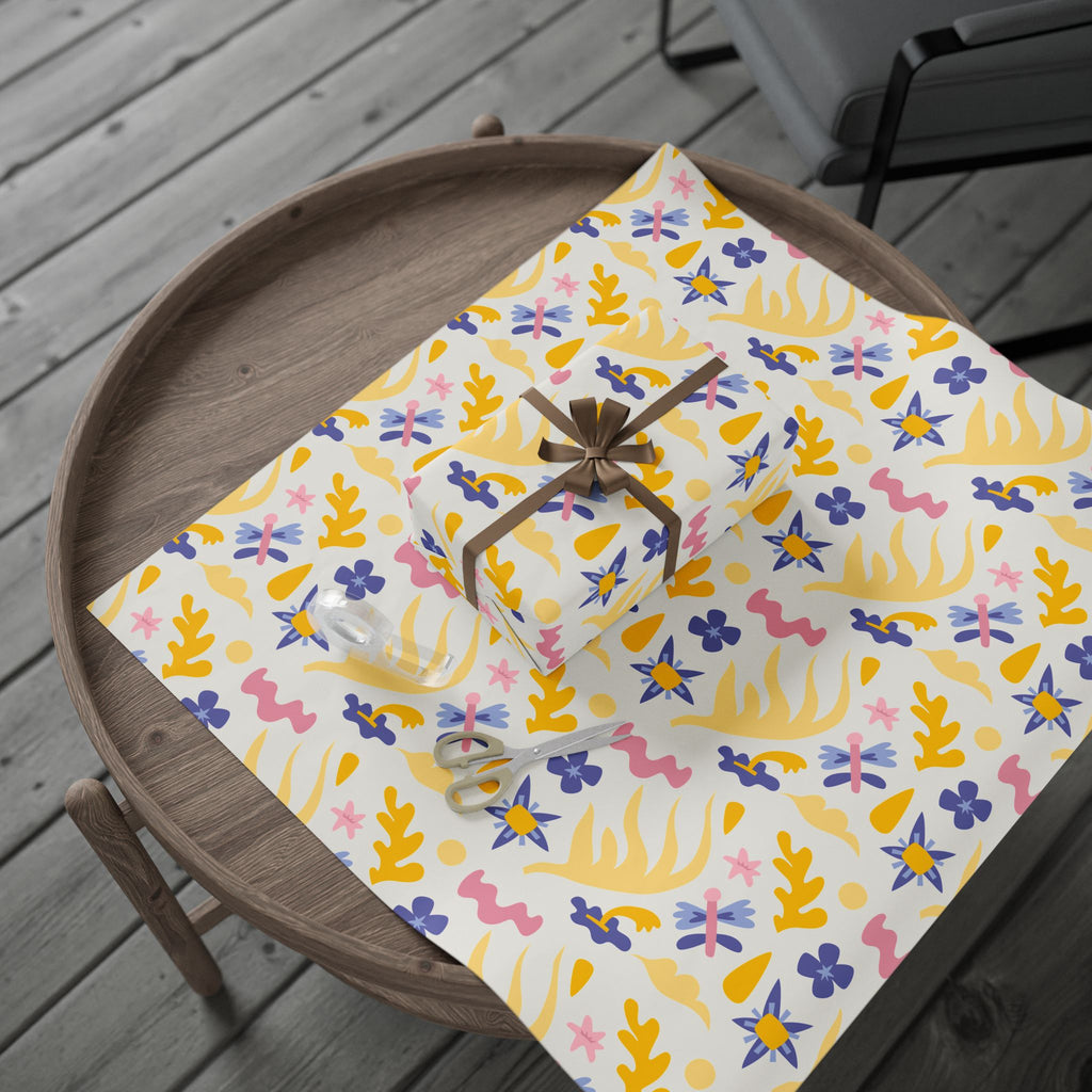 Floral Pastel Wrapping Paper Roll — Yellow, Pink & Lavender Patterned Gift Wrap