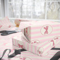 Pink Bow Wrapping Paper | Cute Stripe Gift Wrap