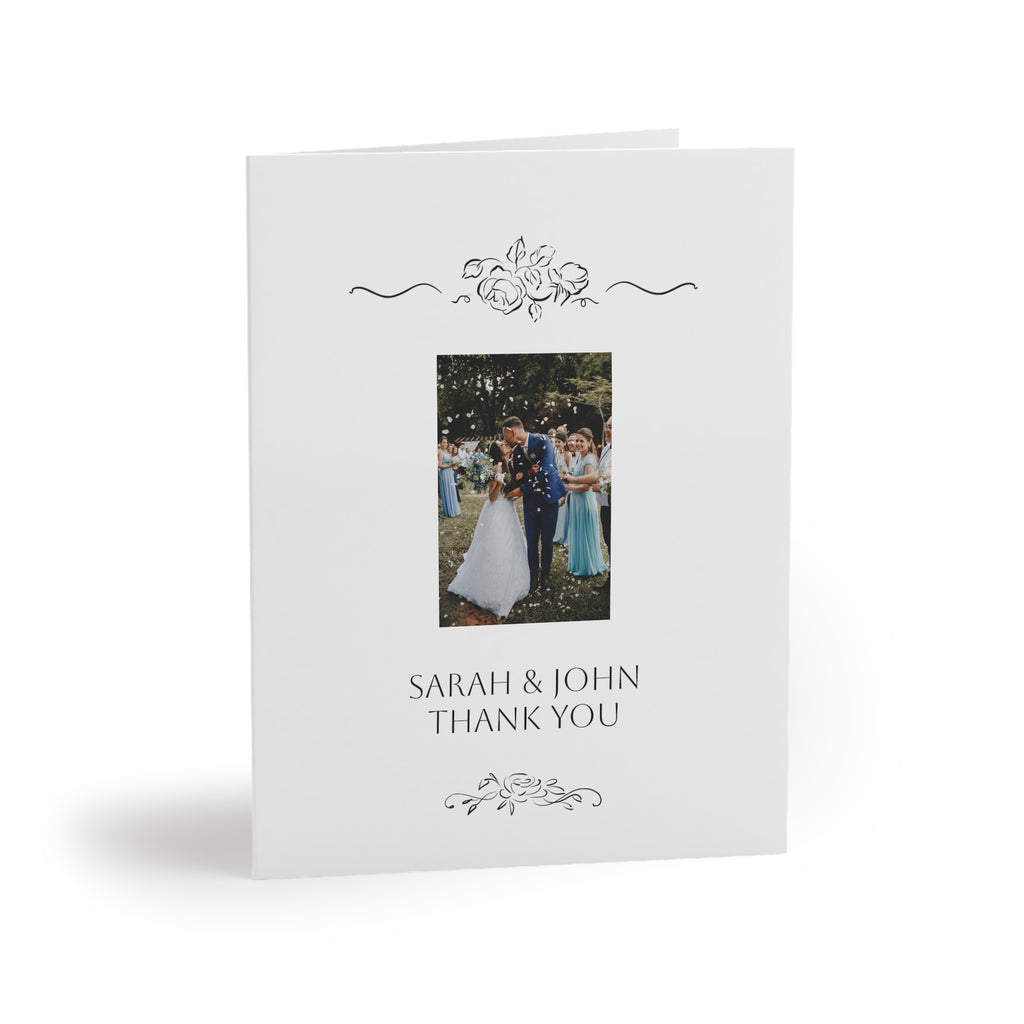 Floral Frame Photo Thank You Greeting Card (x 8 pcs and up)