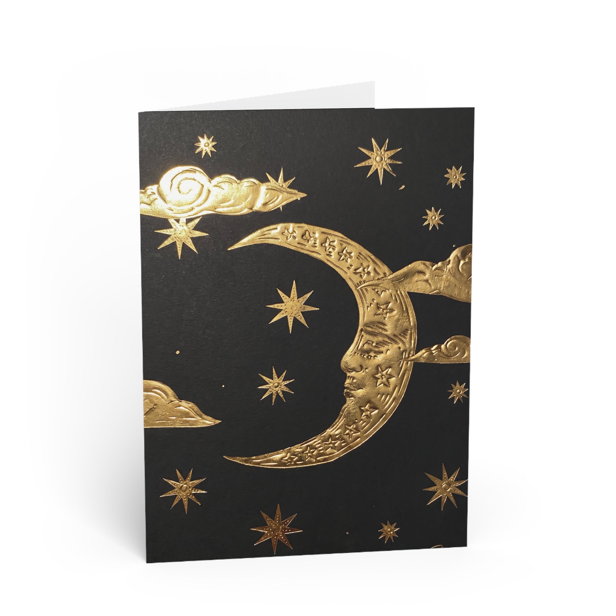 Greeting Card — Gold Moon & Stars Celestial Design