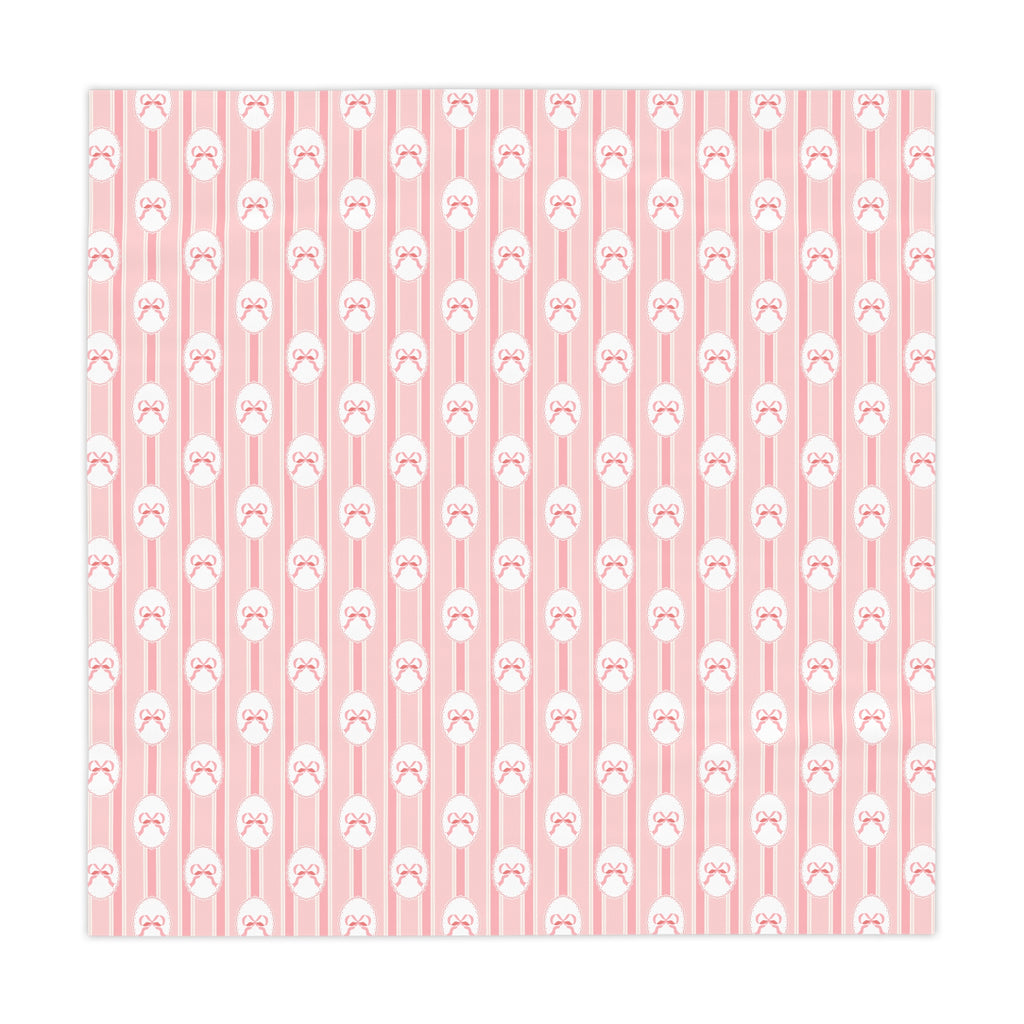 Pink Pastel Bow Pattern Tablecloth — Cute Striped Kids Party & Tea Party Decor
