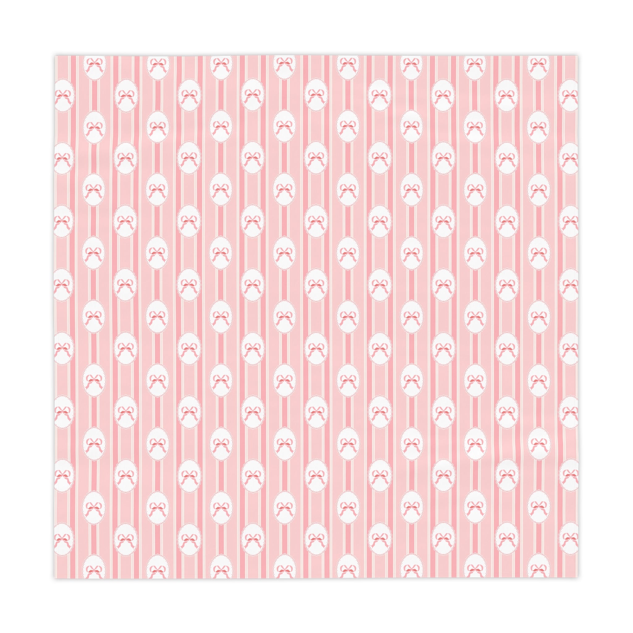 Pink Pastel Bow Pattern Tablecloth — Cute Striped Kids Party & Tea Party Decor
