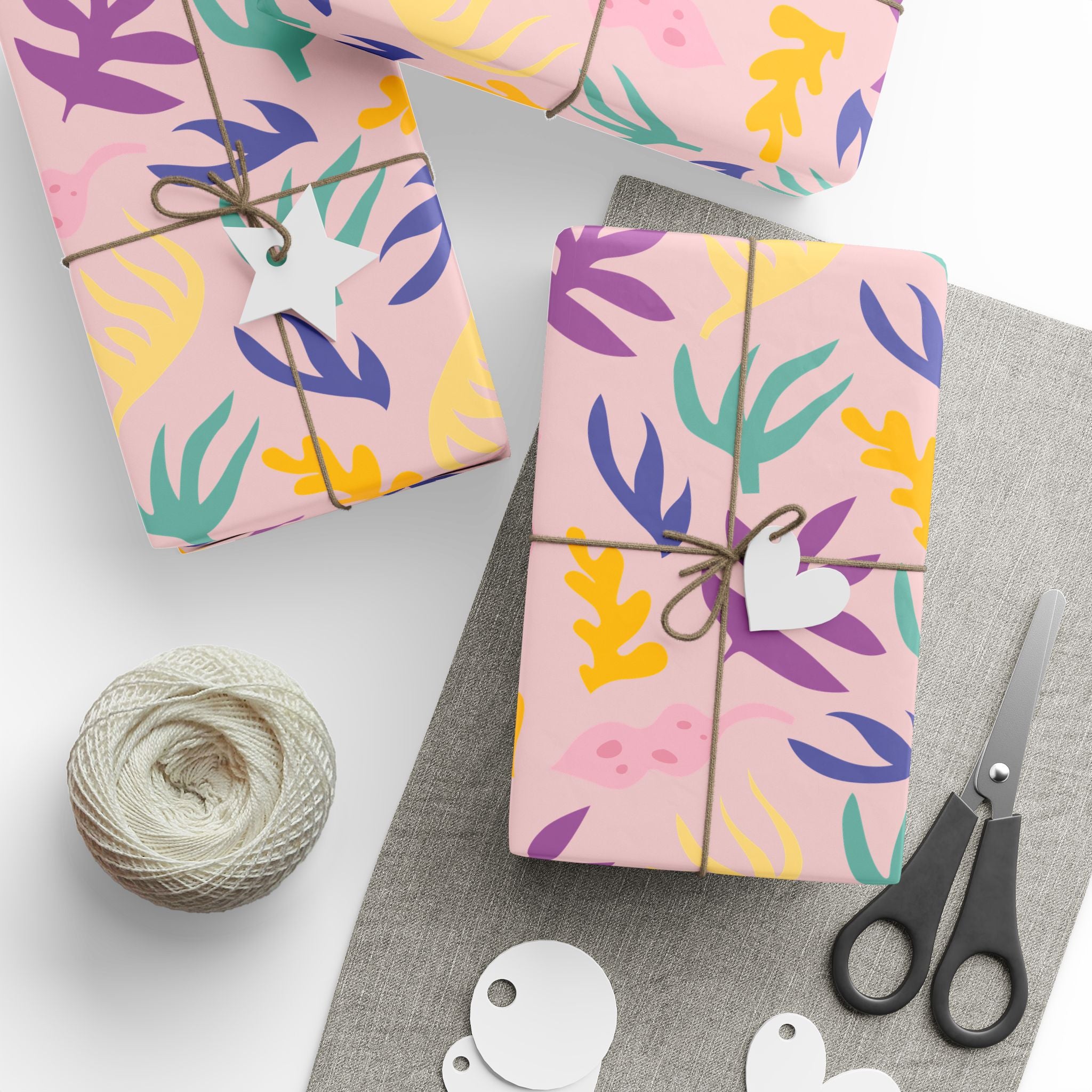 Floral Confetti Wrapping Paper - Pastel Pink Botanical Gift Wrap
