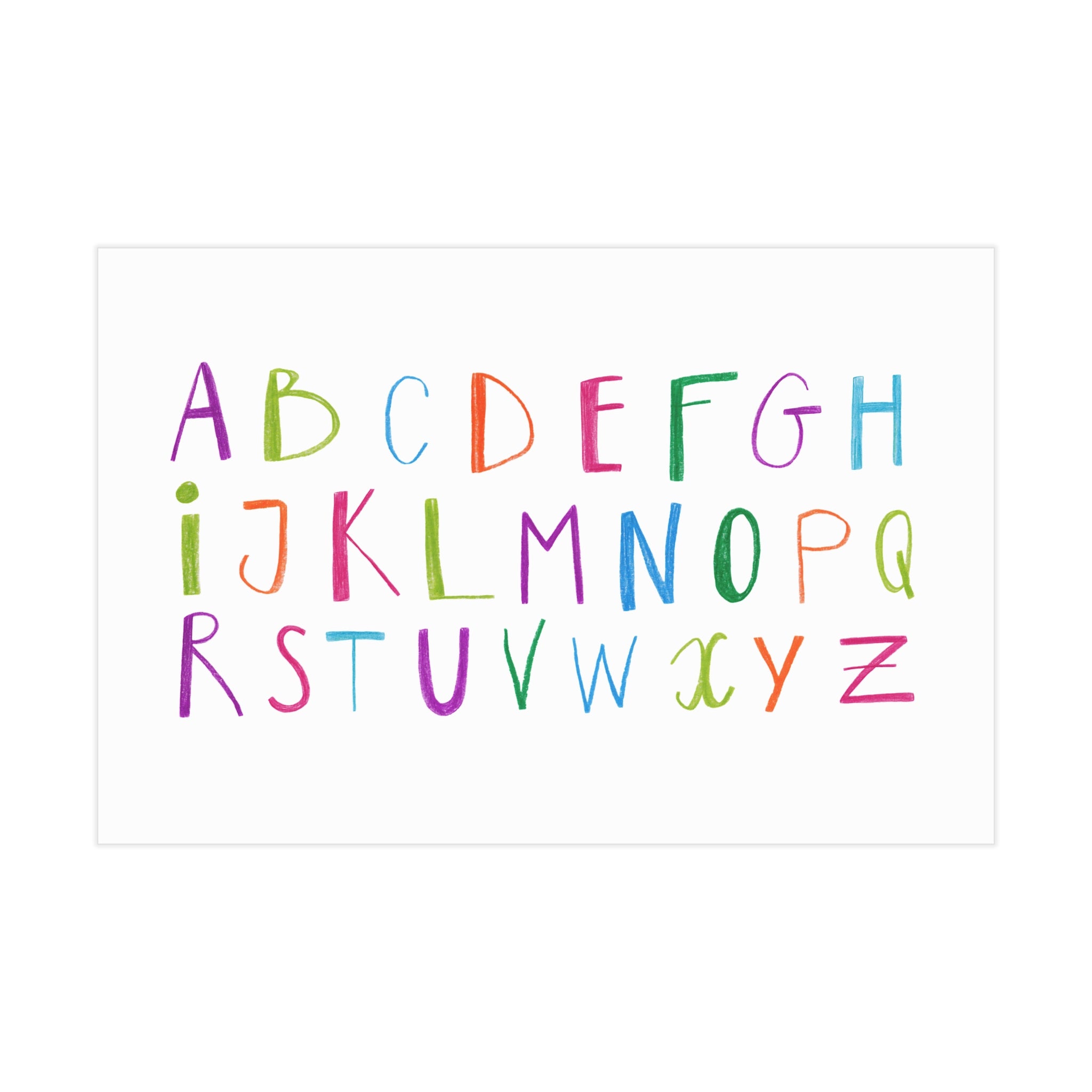 Colorful Watercolor Alphabet Print — Kids Nursery Wall Art (Unframed)