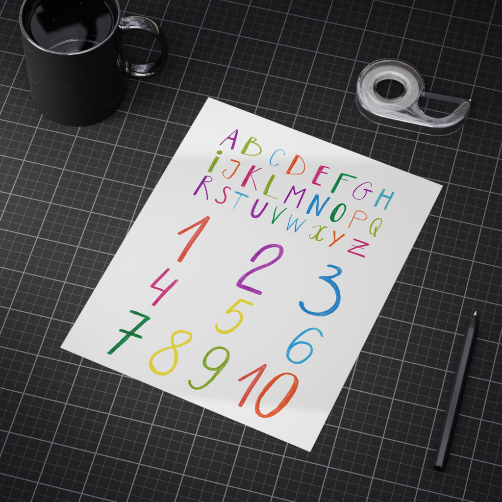 Kids Alphabet & Numbers Print — Colorful Educational Wall Art (Unframed)