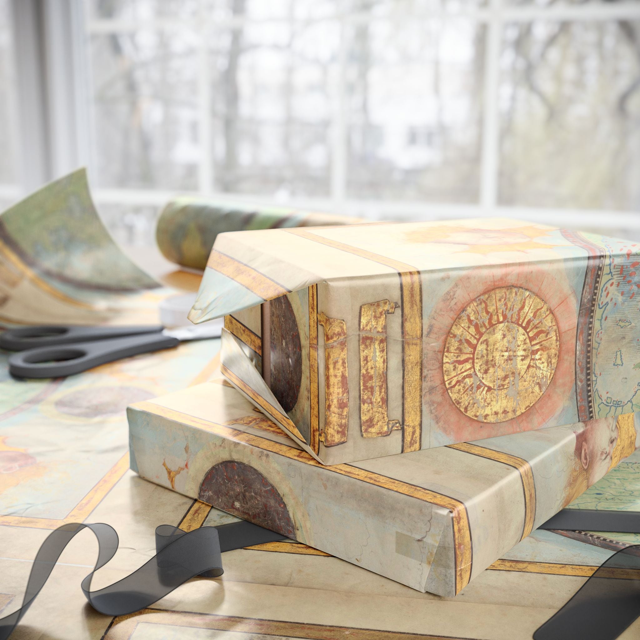 Wrapping Paper, Vintage World Map Gift Wrap, Antique Globe Travel Design