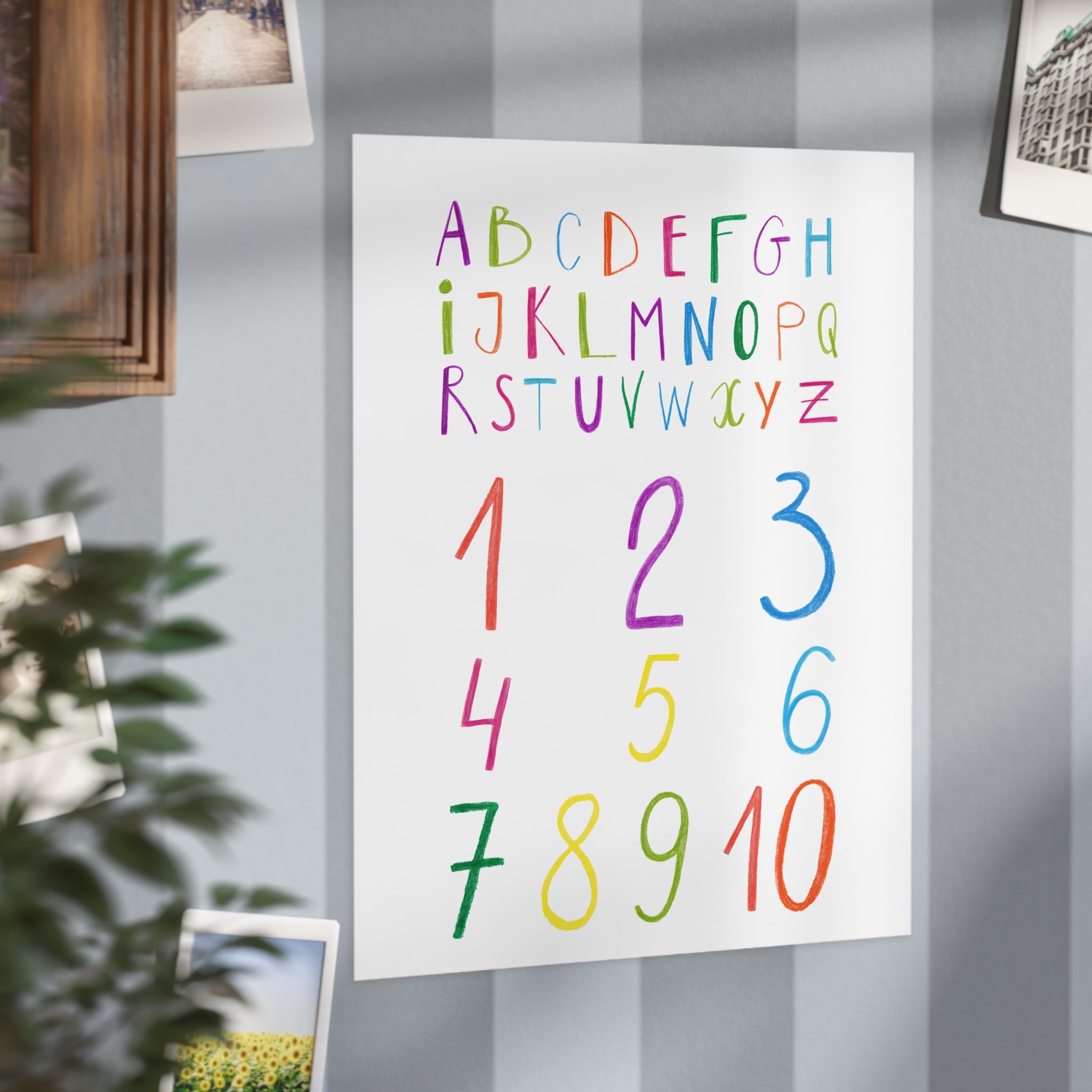 Kids Alphabet & Numbers Print — Colorful Educational Wall Art (Unframed)